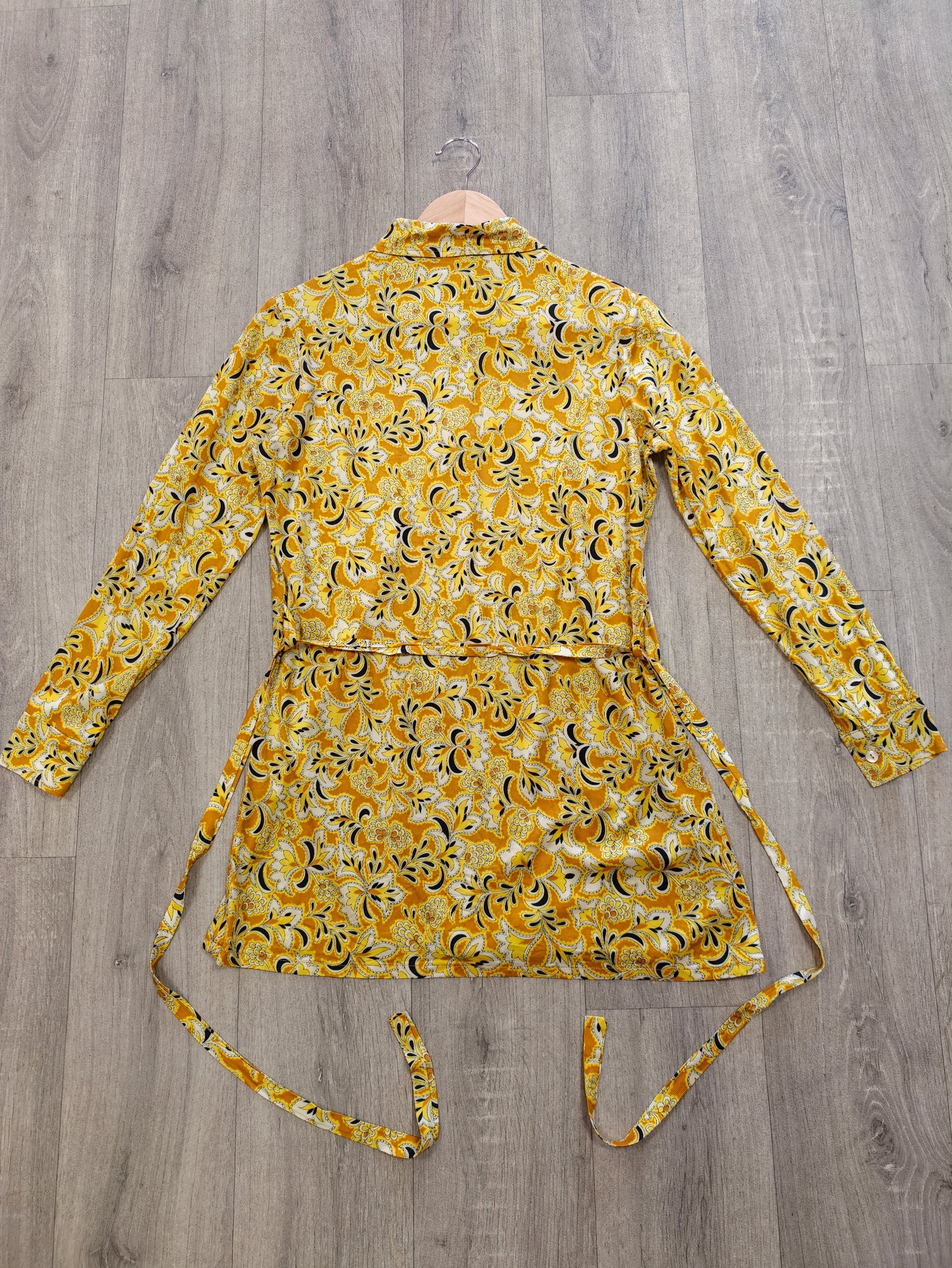 1970s belted dagger collar shirt - M