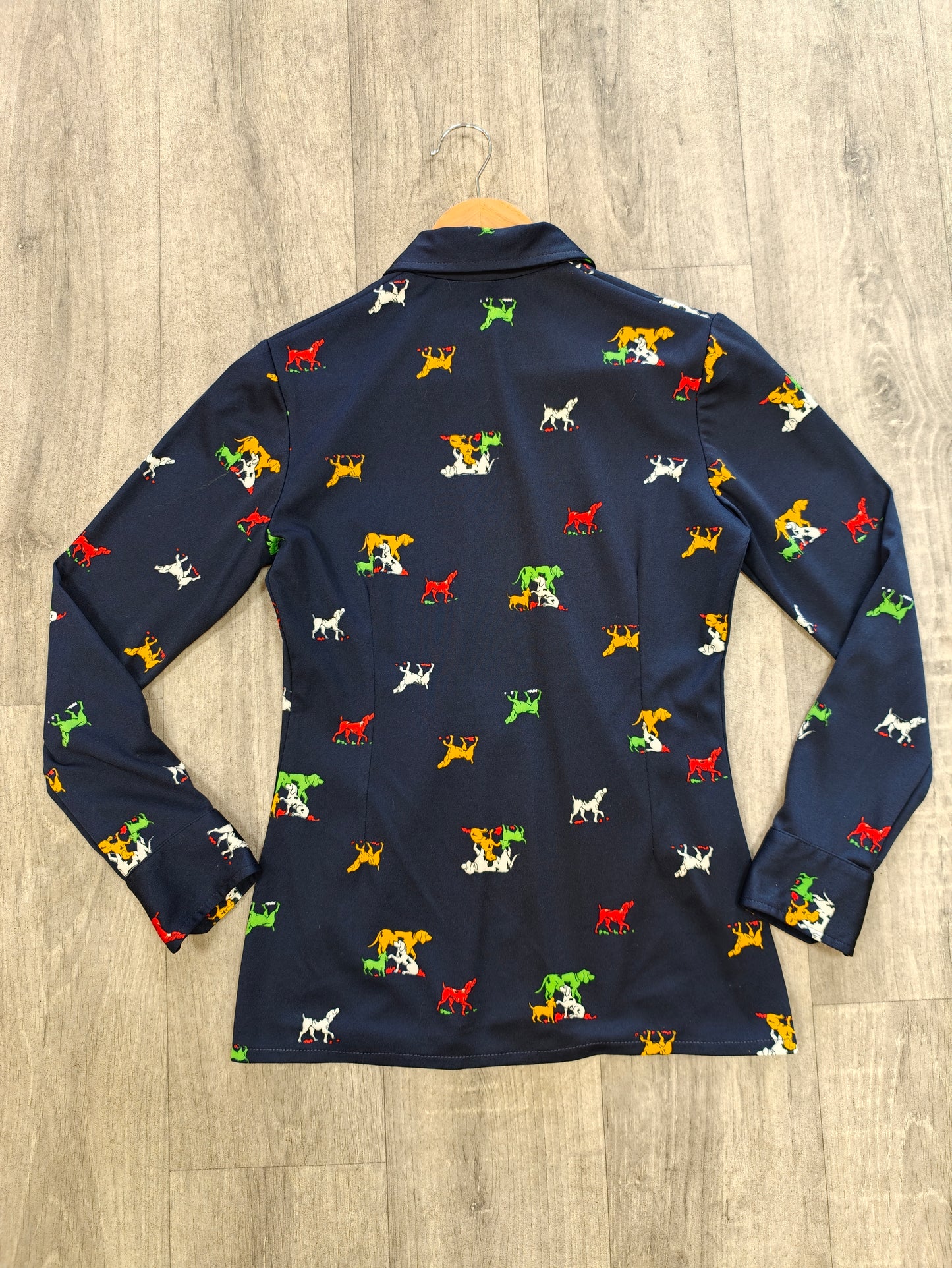 1970s dog print dagger collar shirt - XS/S