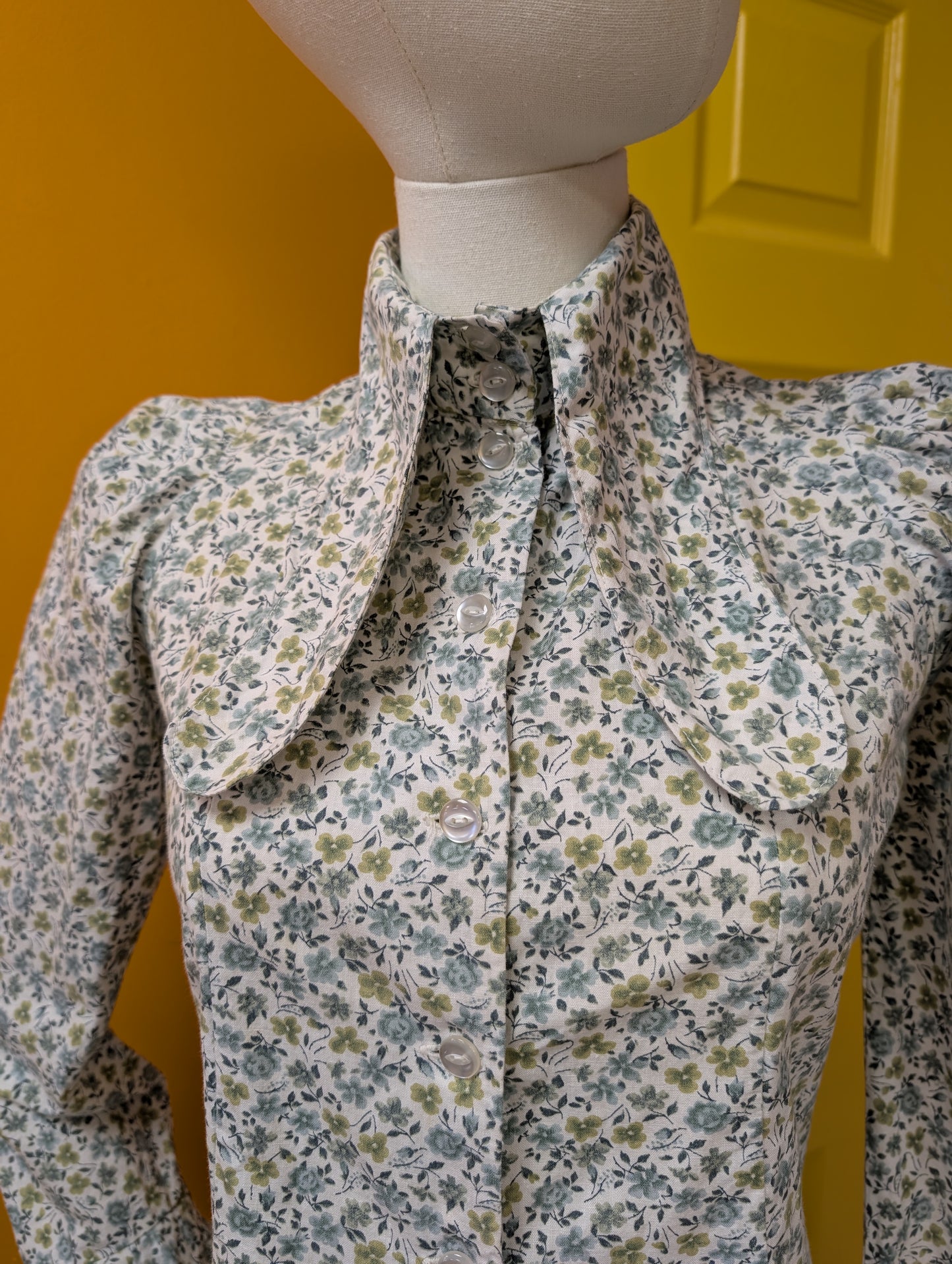 1970s Mabs cotton shirt and maxi skirt - XS/S