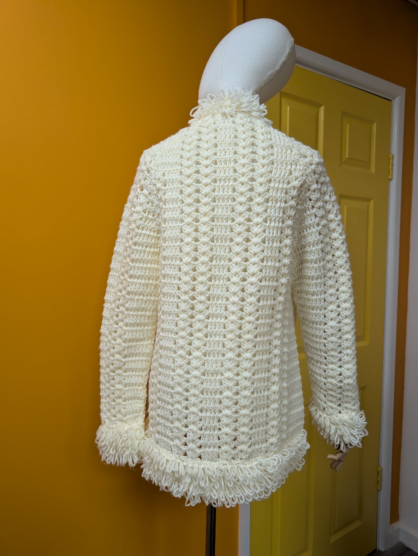 1970s crocheted loop stitch cardigan - XS/S