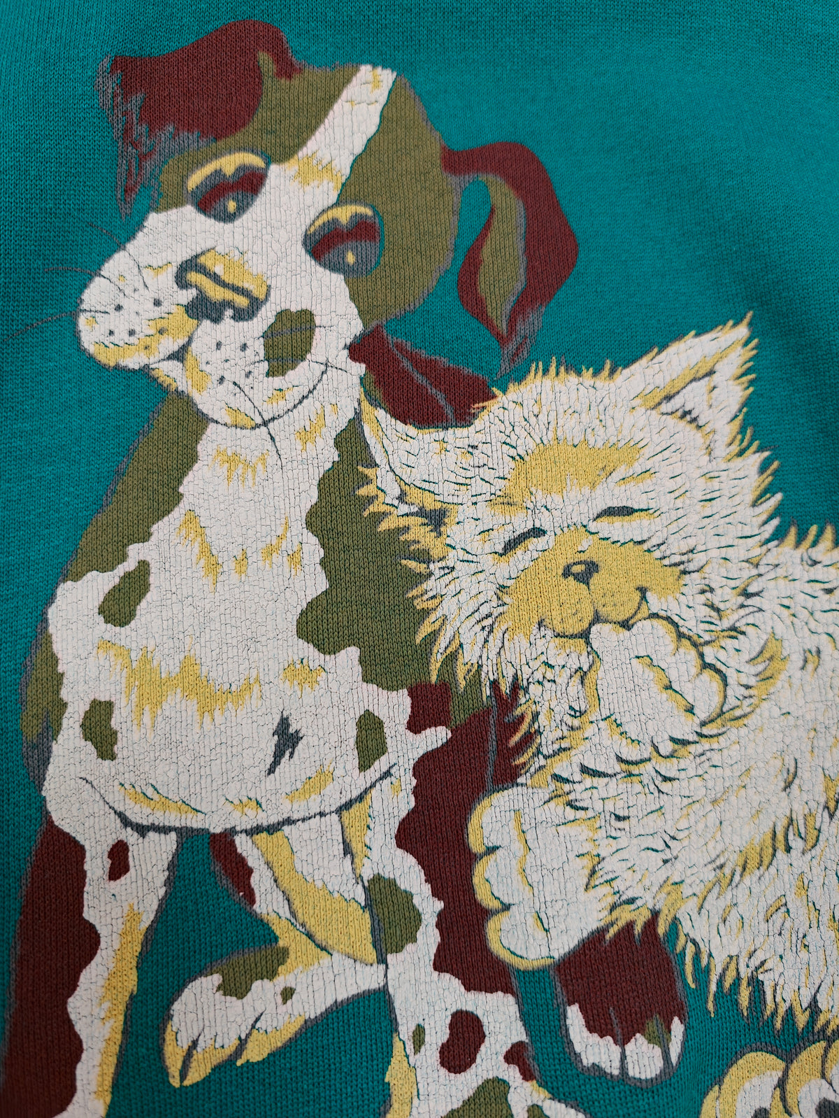 1990s 1991 cat and dog sweatshirt