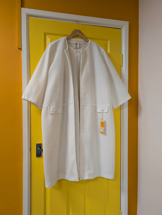 Deadstock 1960s white crimplene dress and coat - XXL/26