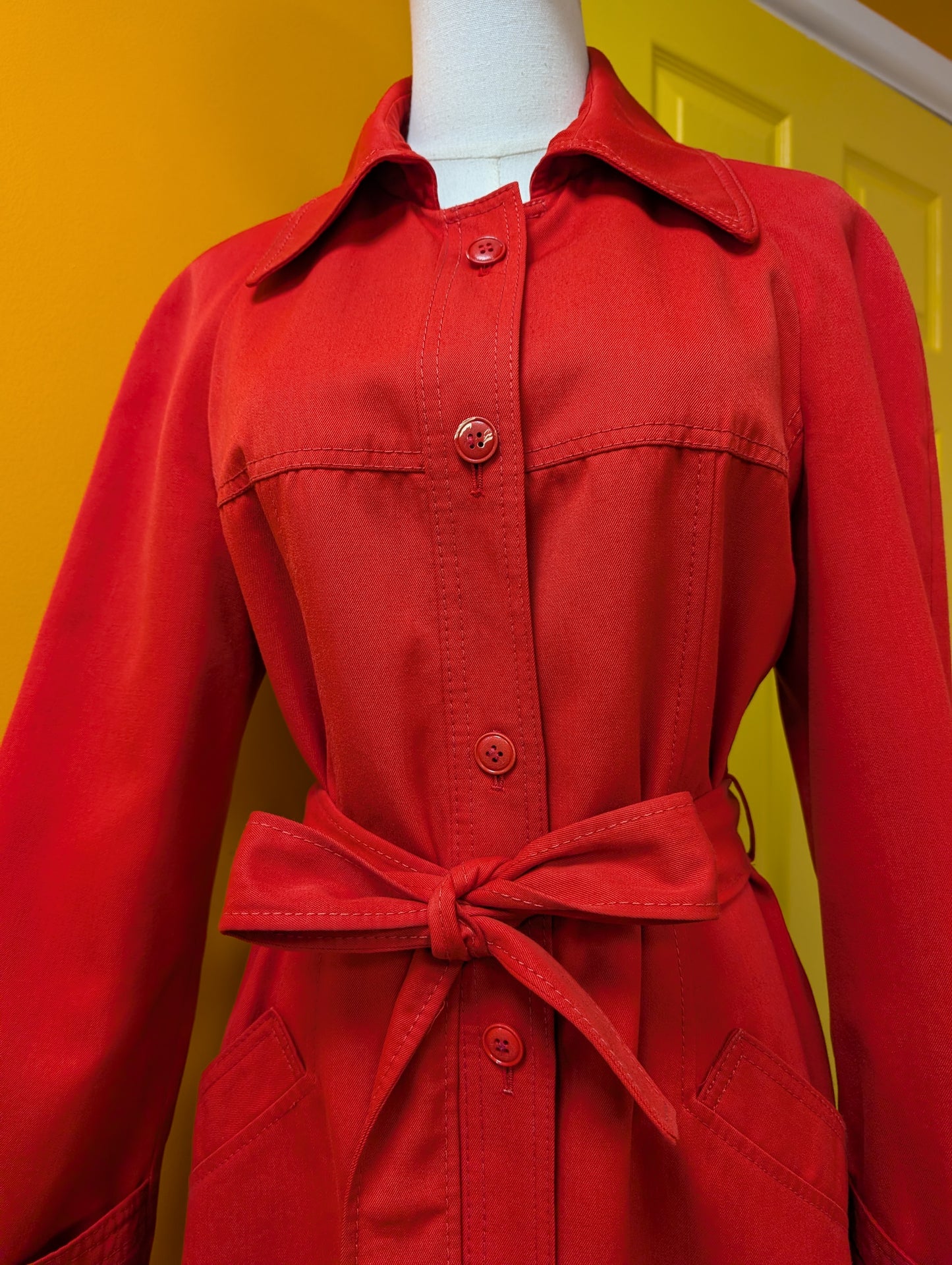 1970s St Michael red belted coat - S/M