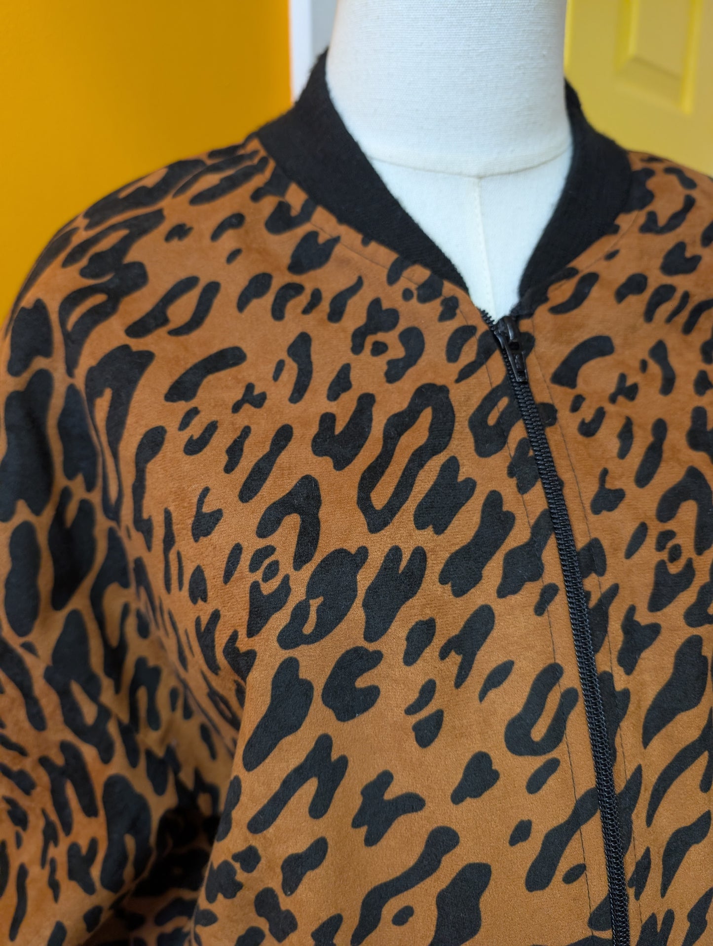 80s/90s leopard print bomber jacket - S