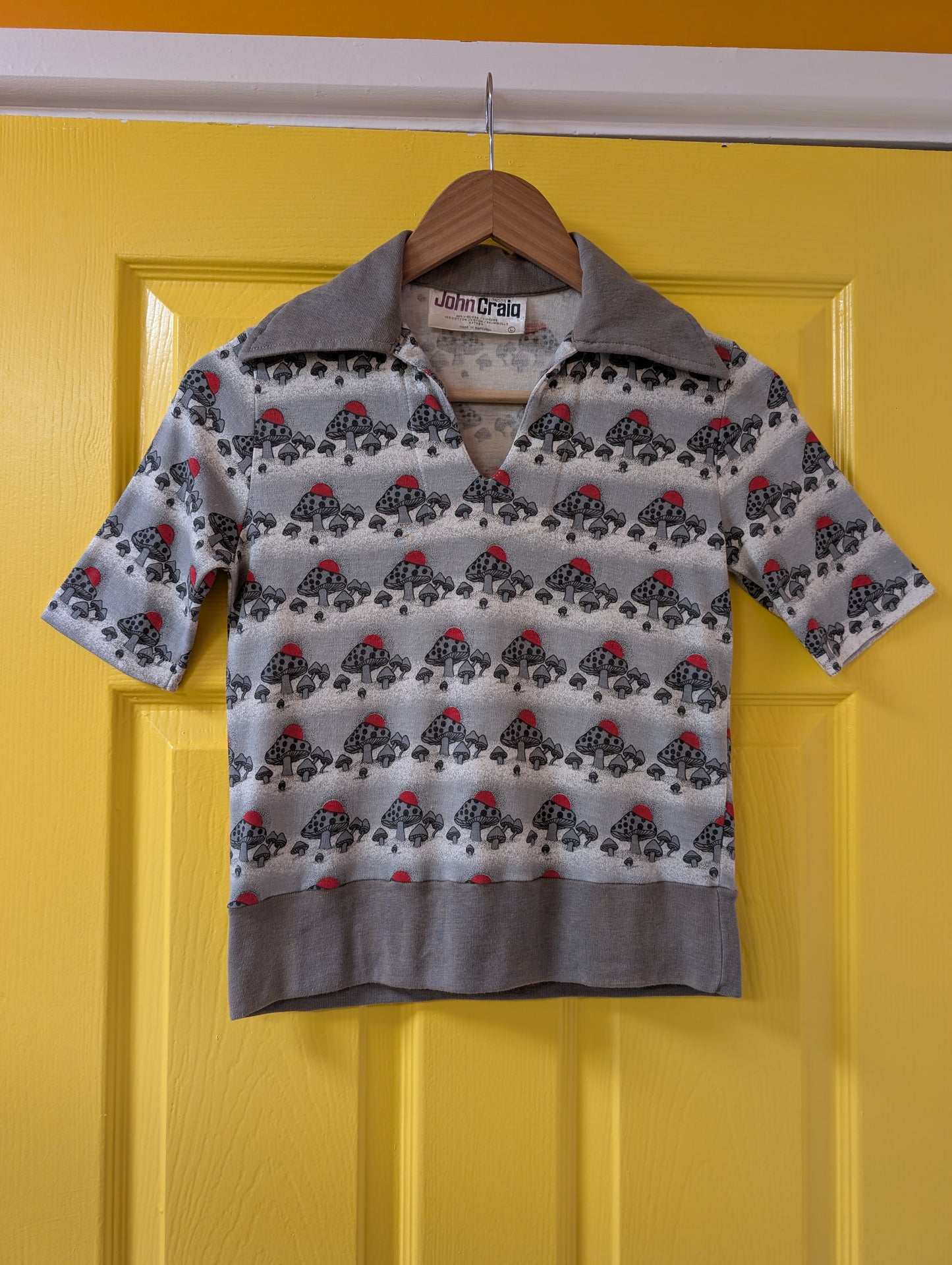 1970s John Craig novelty mushroom print top - XS/S