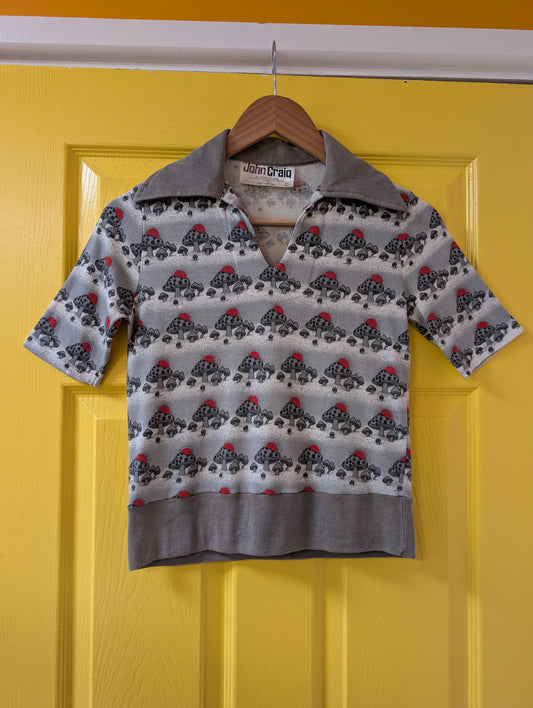 1970s John Craig novelty mushroom print top - XS/S