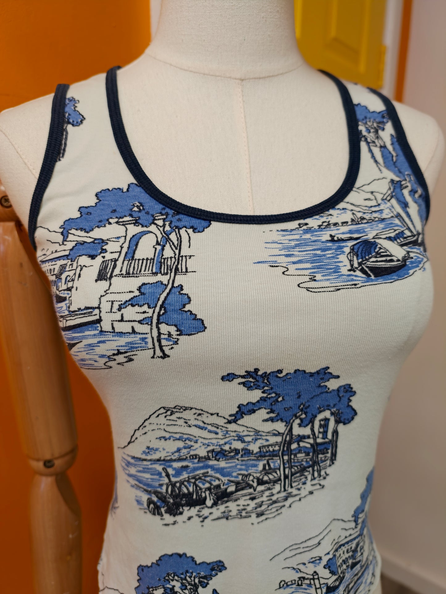 1970s St Michael novelty print cotton vest top - XS