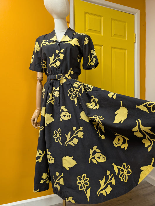 1950s Horrockses floral cotton dress & belt