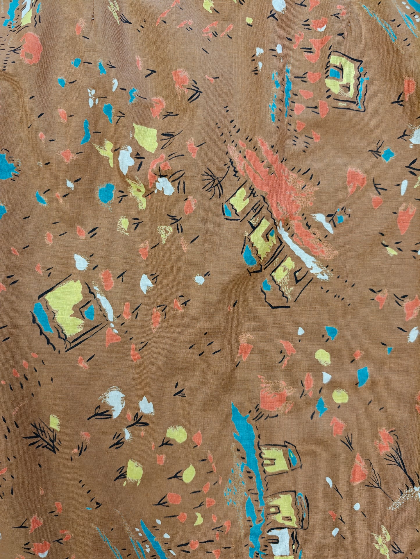 1960s novelty print cotton dress - S/10