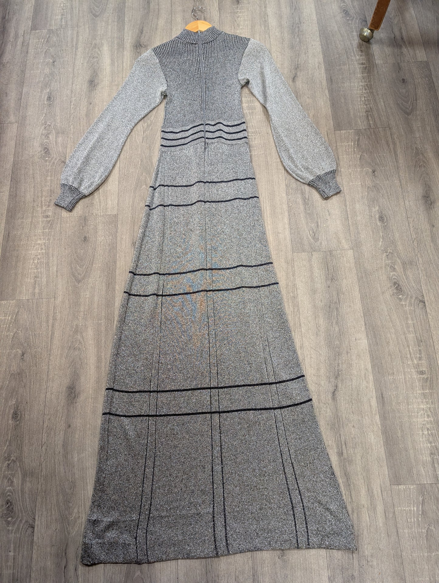 1970s Ian Peters silver lurex maxi dress - XS/6