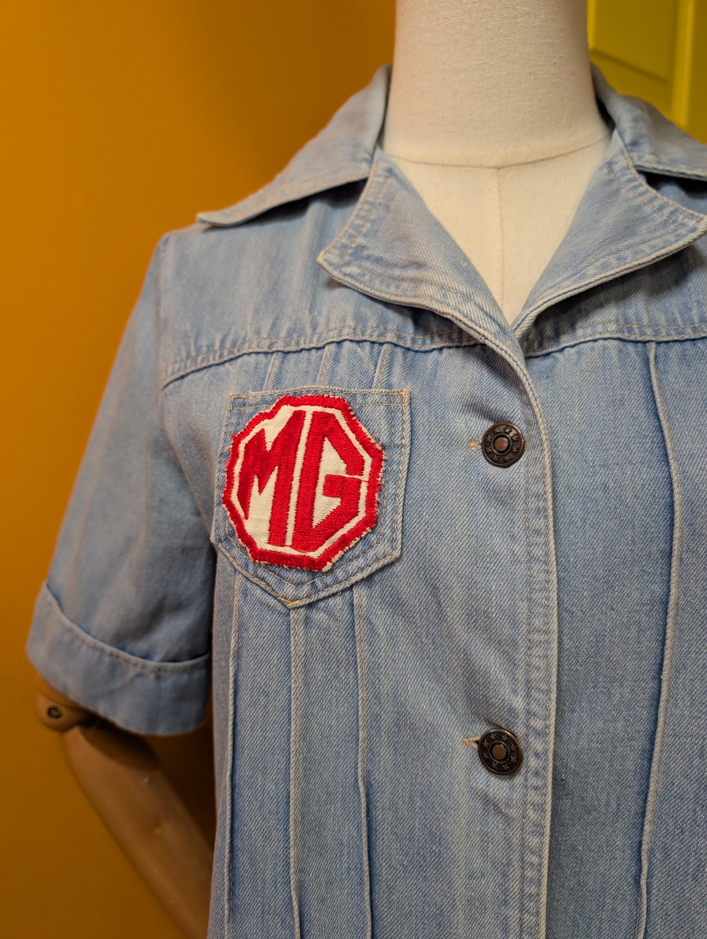 1970s denim shirt with MG patch - S