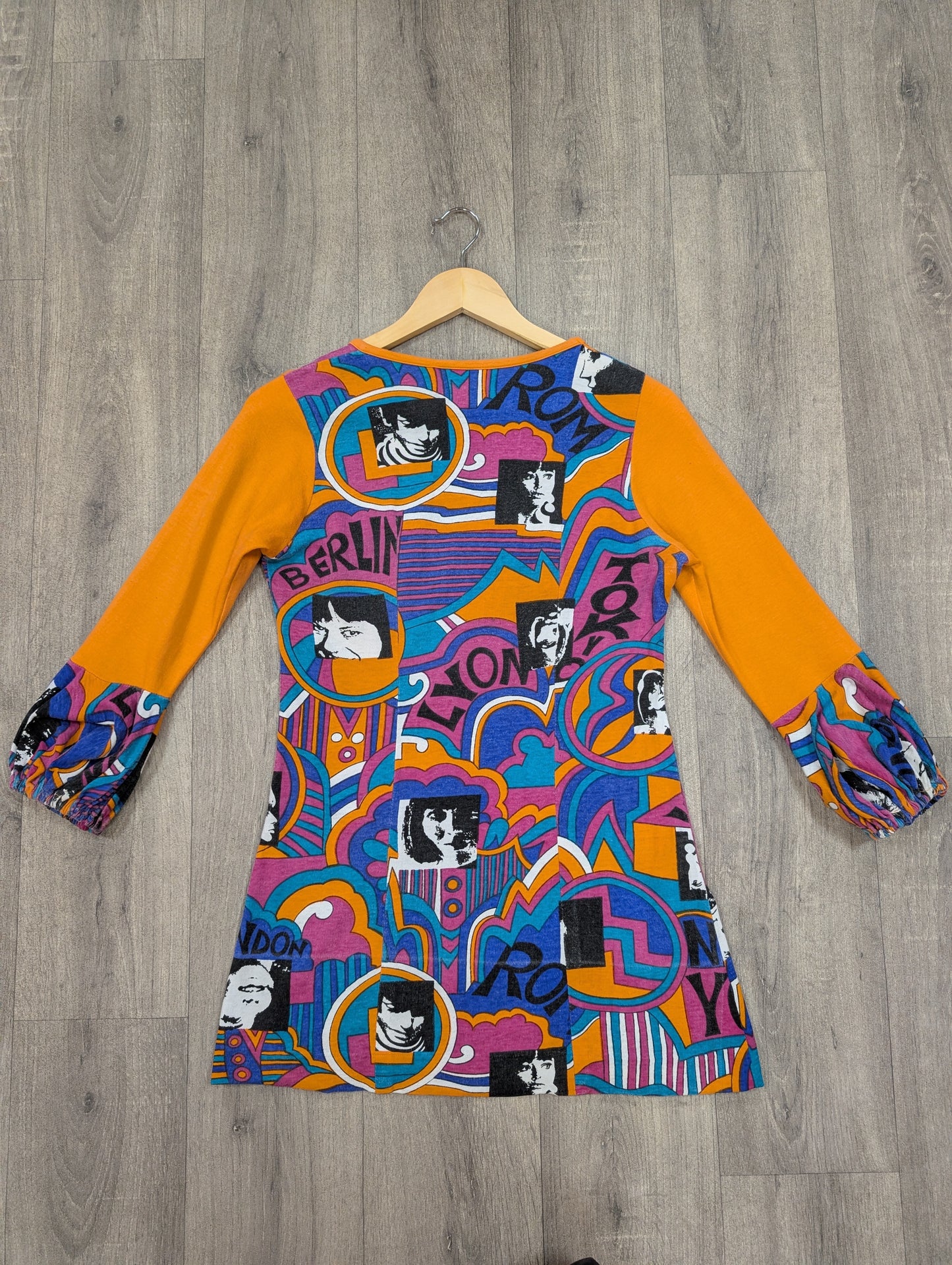 1970s Fasching Karneval novelty print cotton mini dress - XS/S