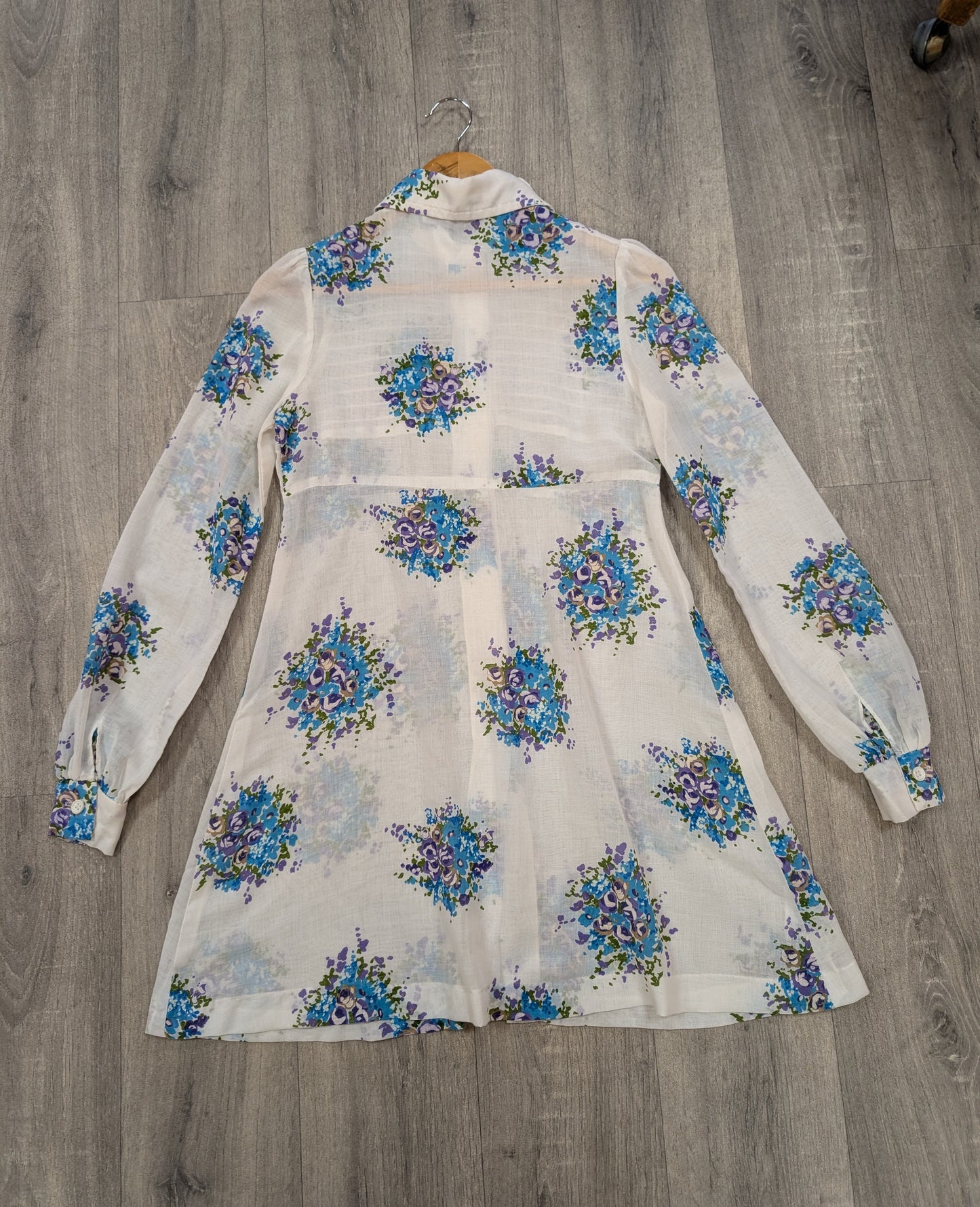 1960s sheer floral mini dress - XS/6