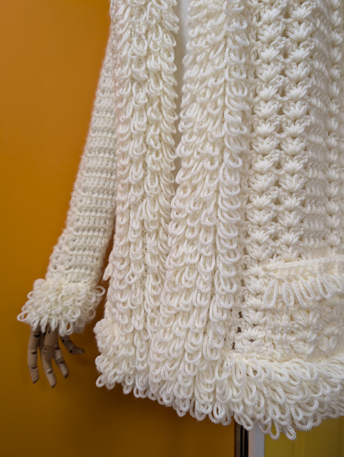 1970s crocheted loop stitch cardigan - XS/S