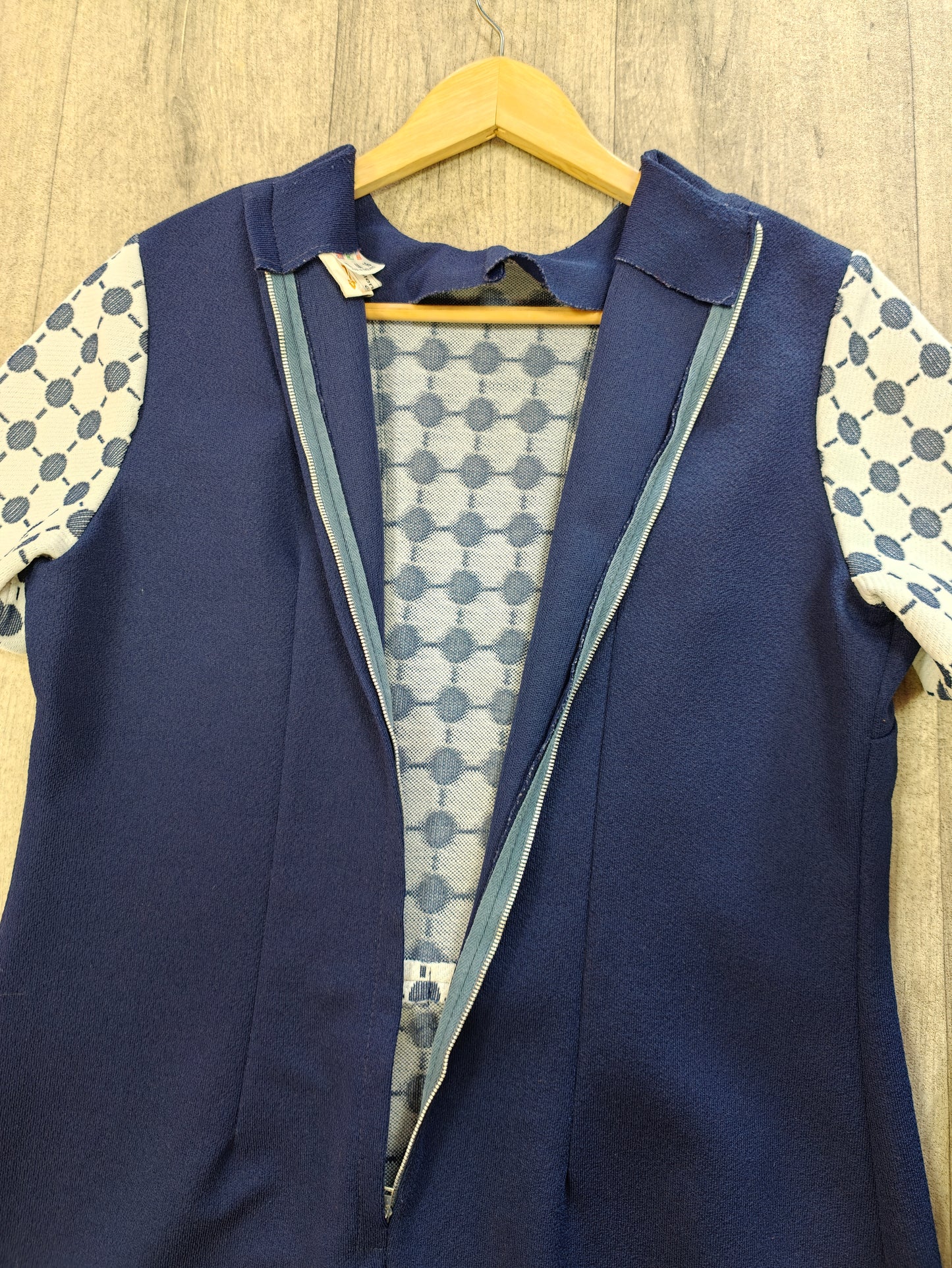 1960s Leygil navy blue crimplene dress - M/14
