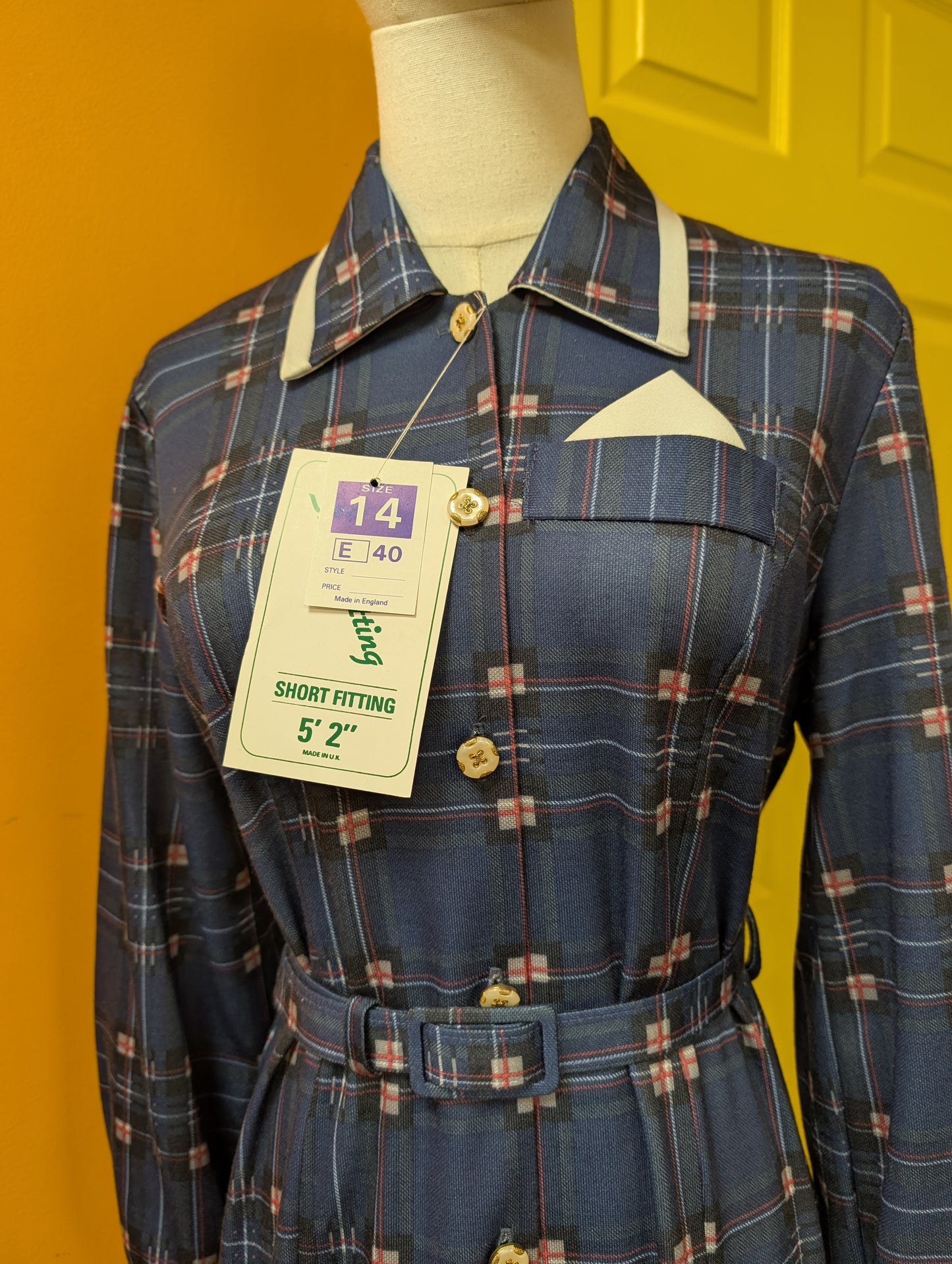 Deadstock 1980s check dress & belt - M