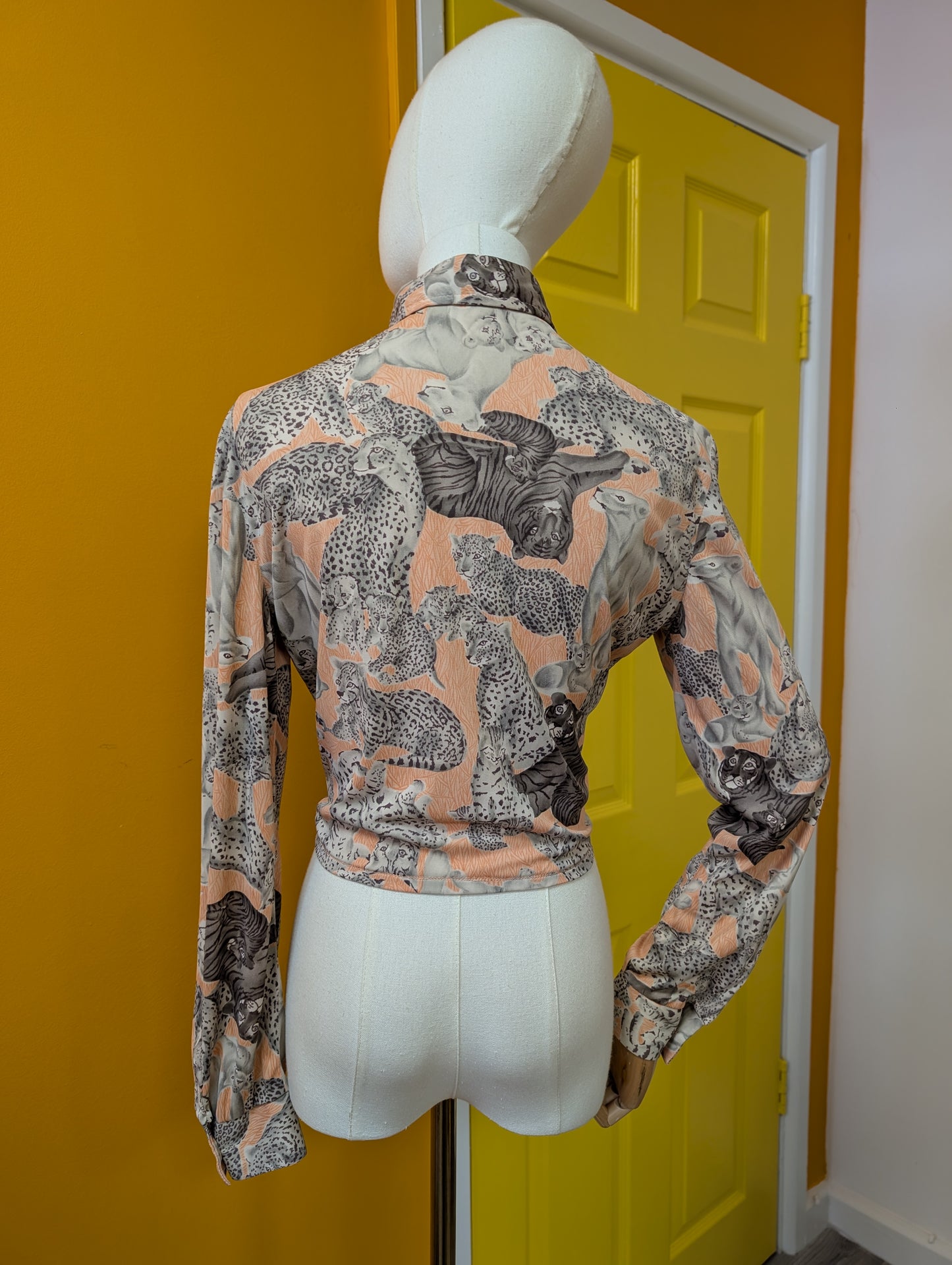 1970s You Babes novelty big cat print shirt - S