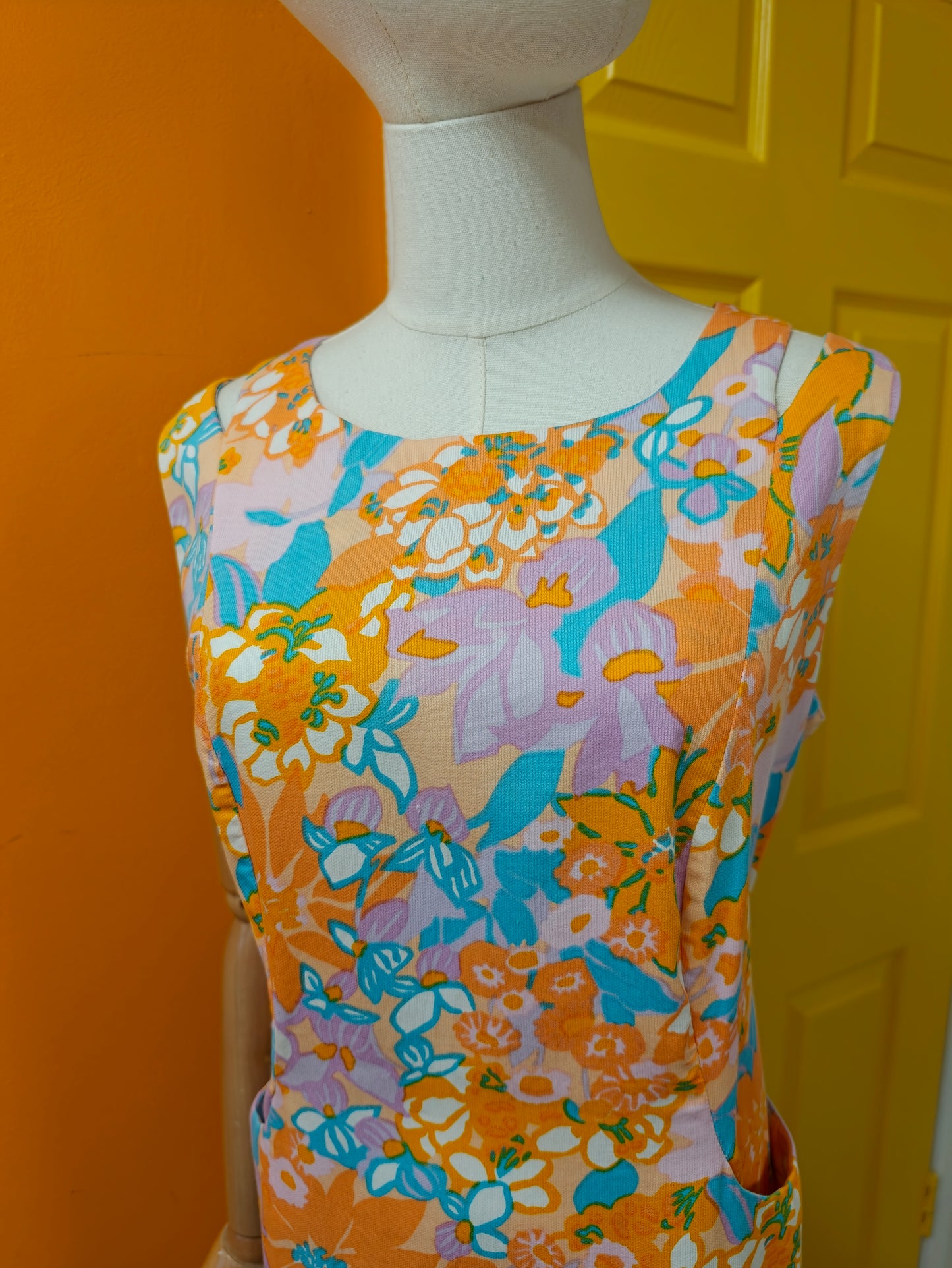 1960s floral cotton dress - M/14