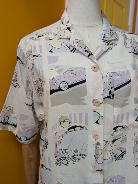 1980s Elkont novelty print shirt - M