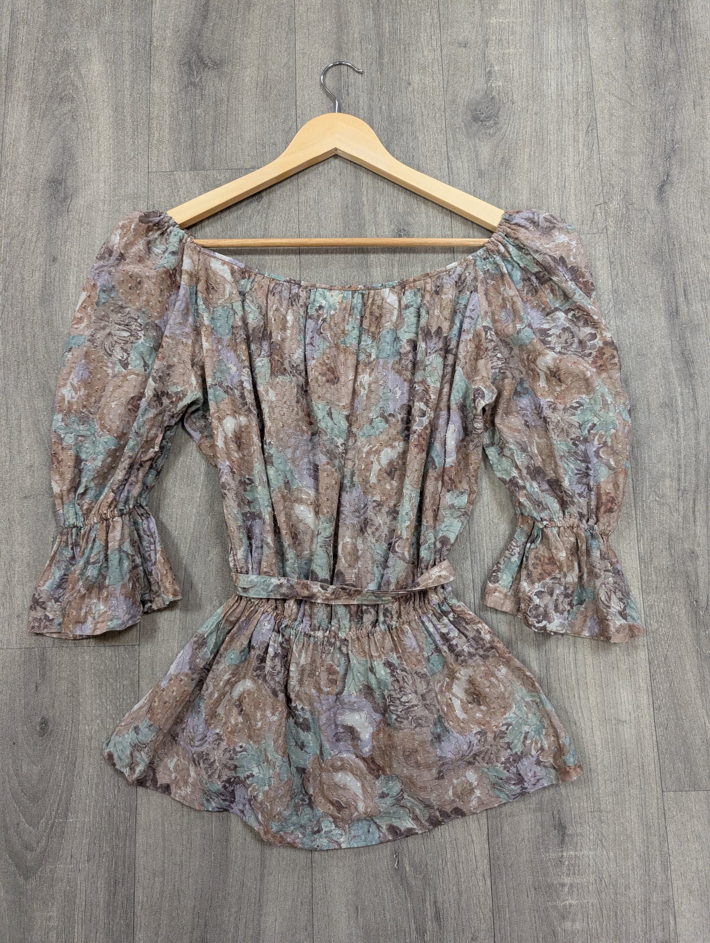 1970s Andre Peters floral blouse and skirt - S/8/10