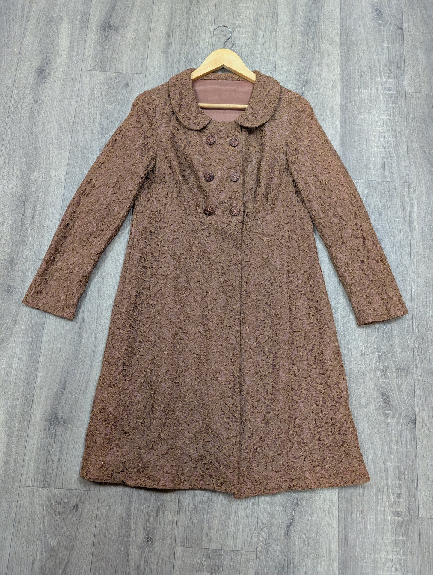 1960s Devonshire Lady brown lace dress suit - S/10