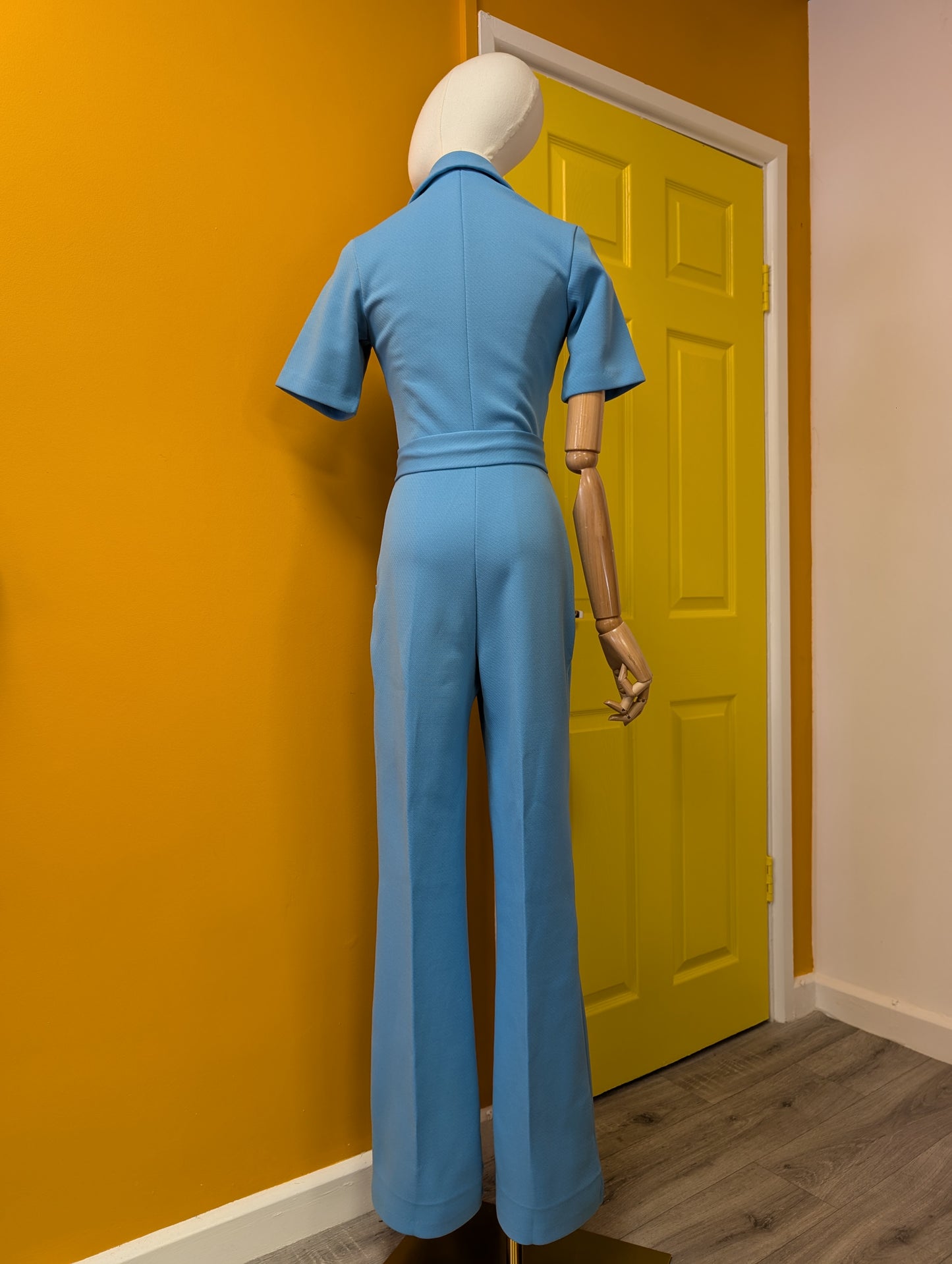 1970s blue belted jumpsuit - S/8