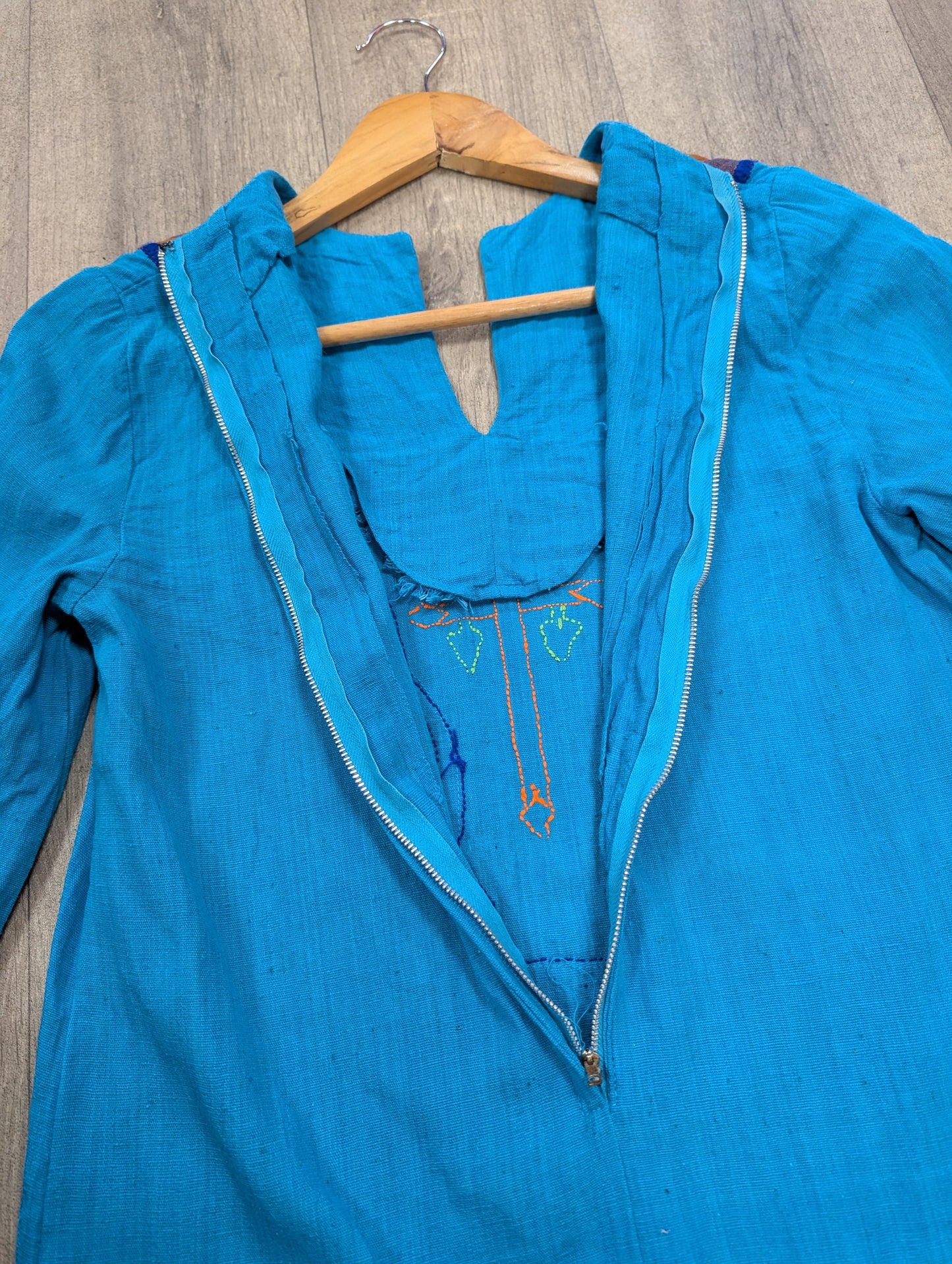 1970s Mexican embroidered cotton dress - XS