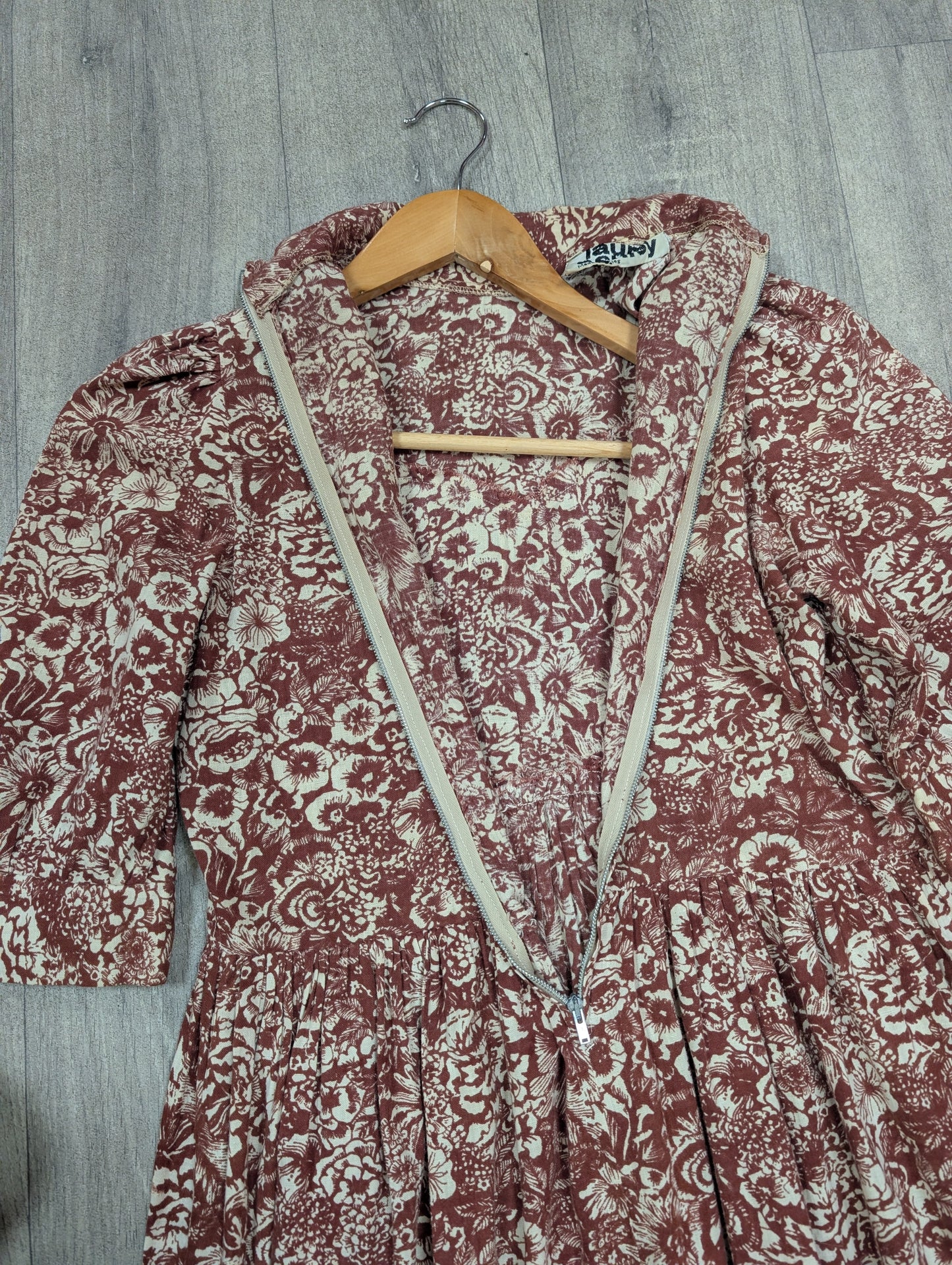 1970s made in Wales Laura Ashley brown dress - S/M/10/12
