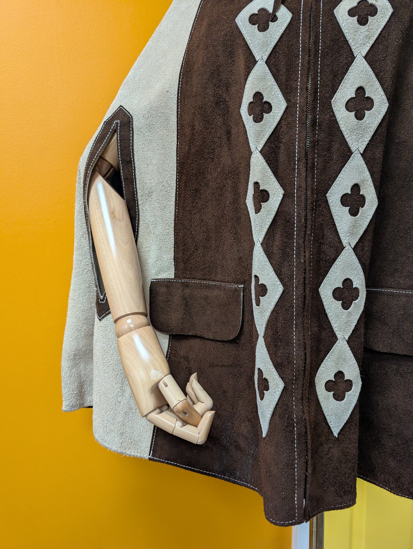 60s/70s Mexican suede cape