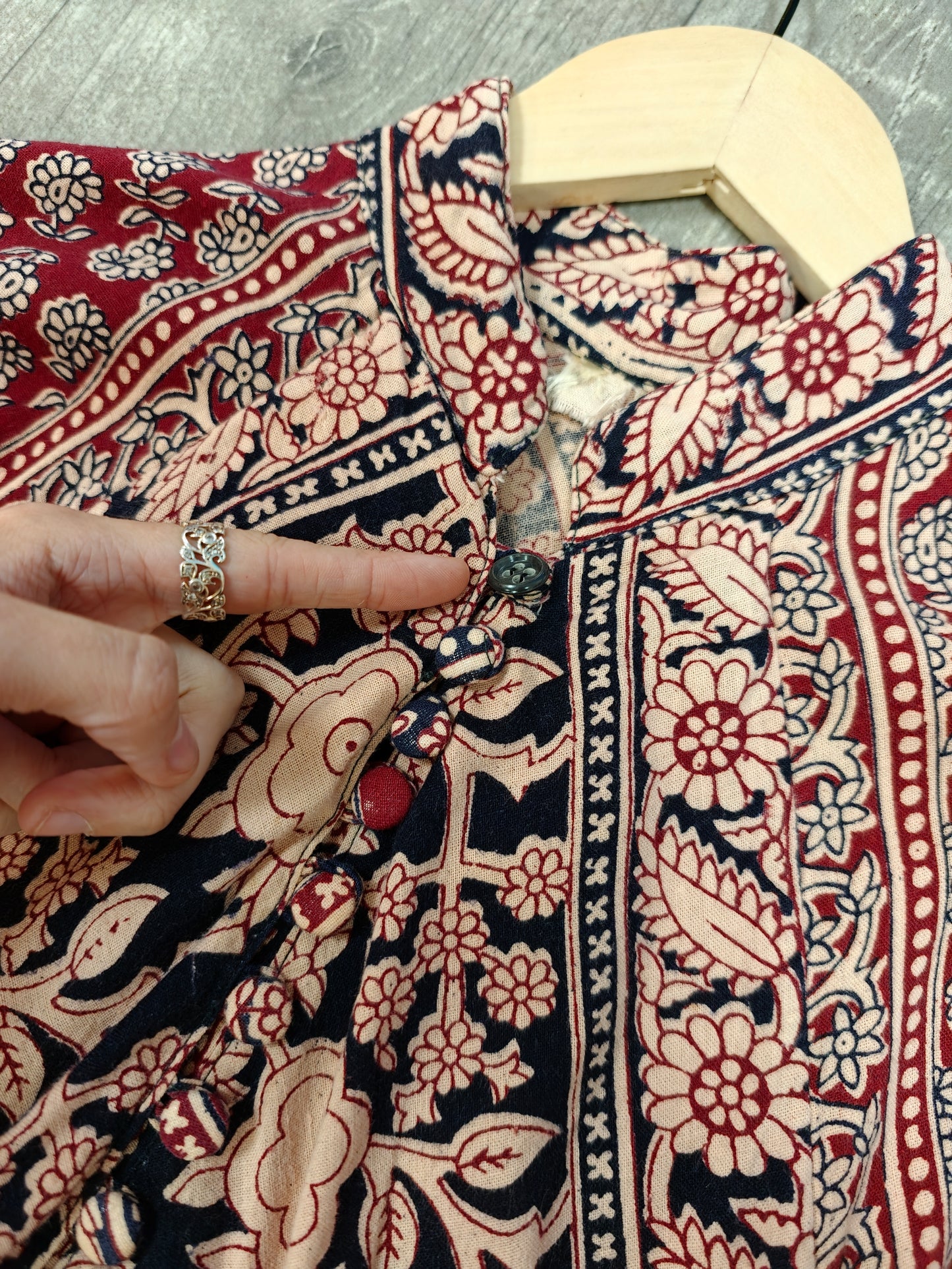 1970s Indian cotton block print maxi dress