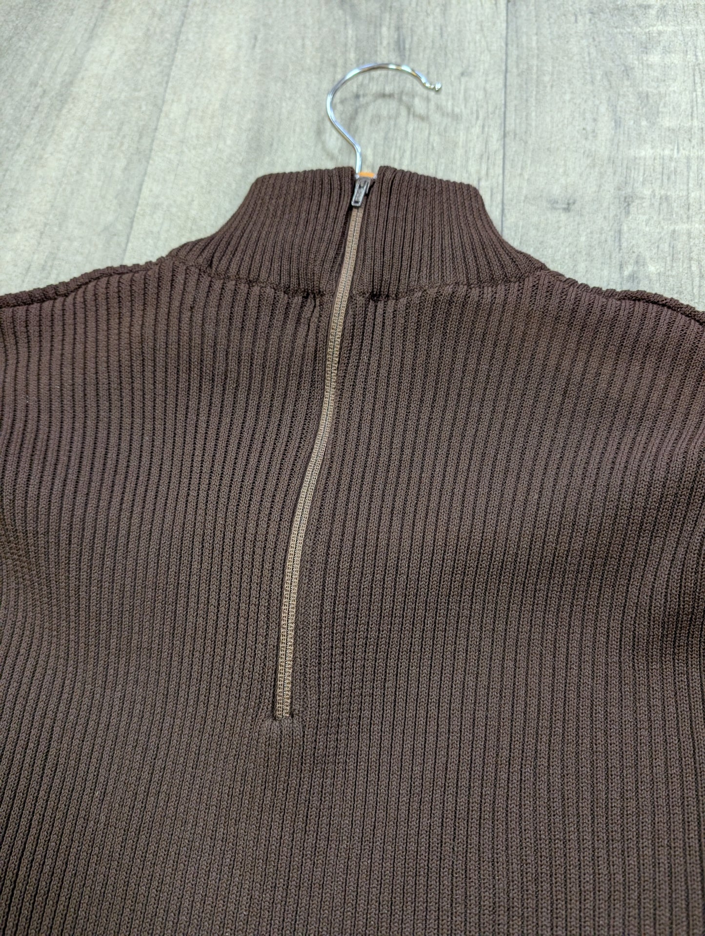 1970s Jersey Masters brown balloon sleeve top - up to M