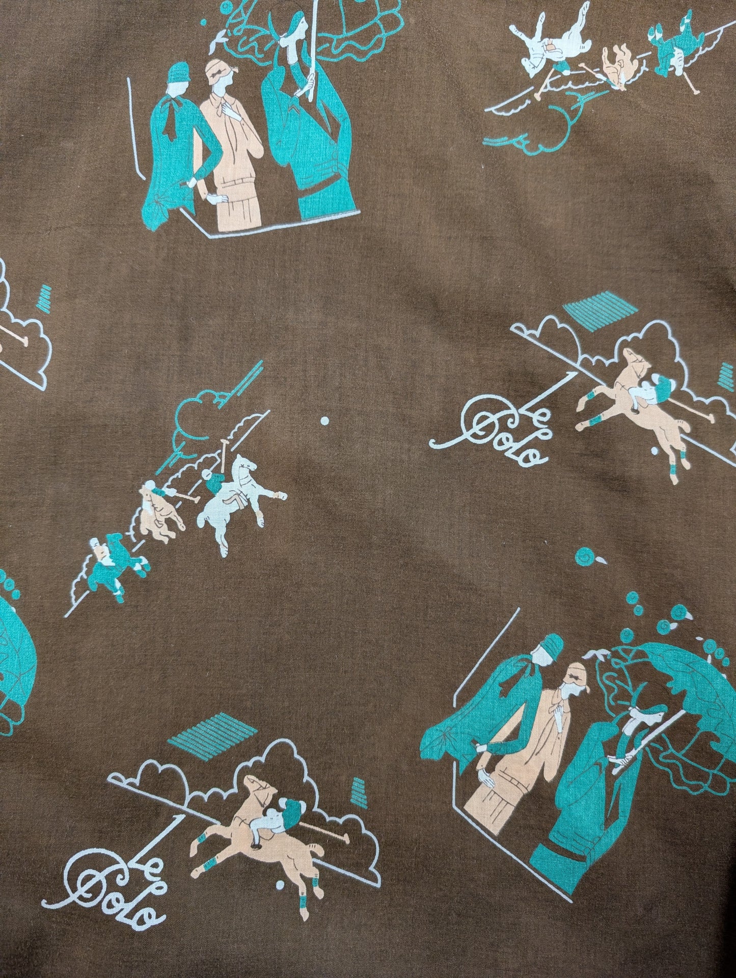 1970s Jonathan cotton Art Deco polo novelty print shirt