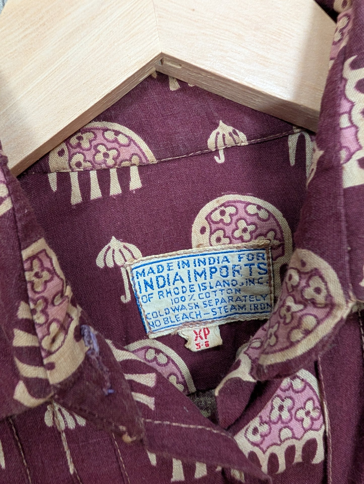 1970s India Imports elephant print cotton dress & belt - S/M