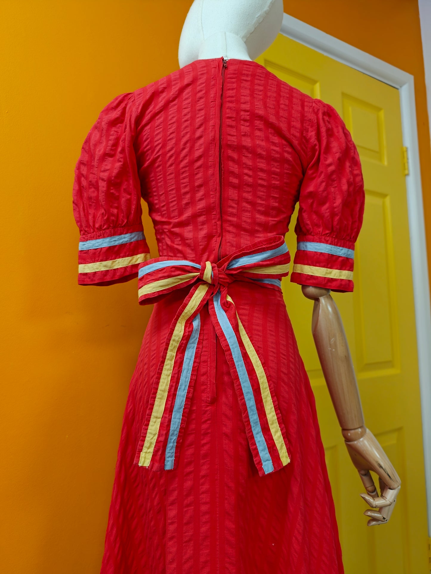 1970s Miss Mouse red cotton maxi dress - XS/6