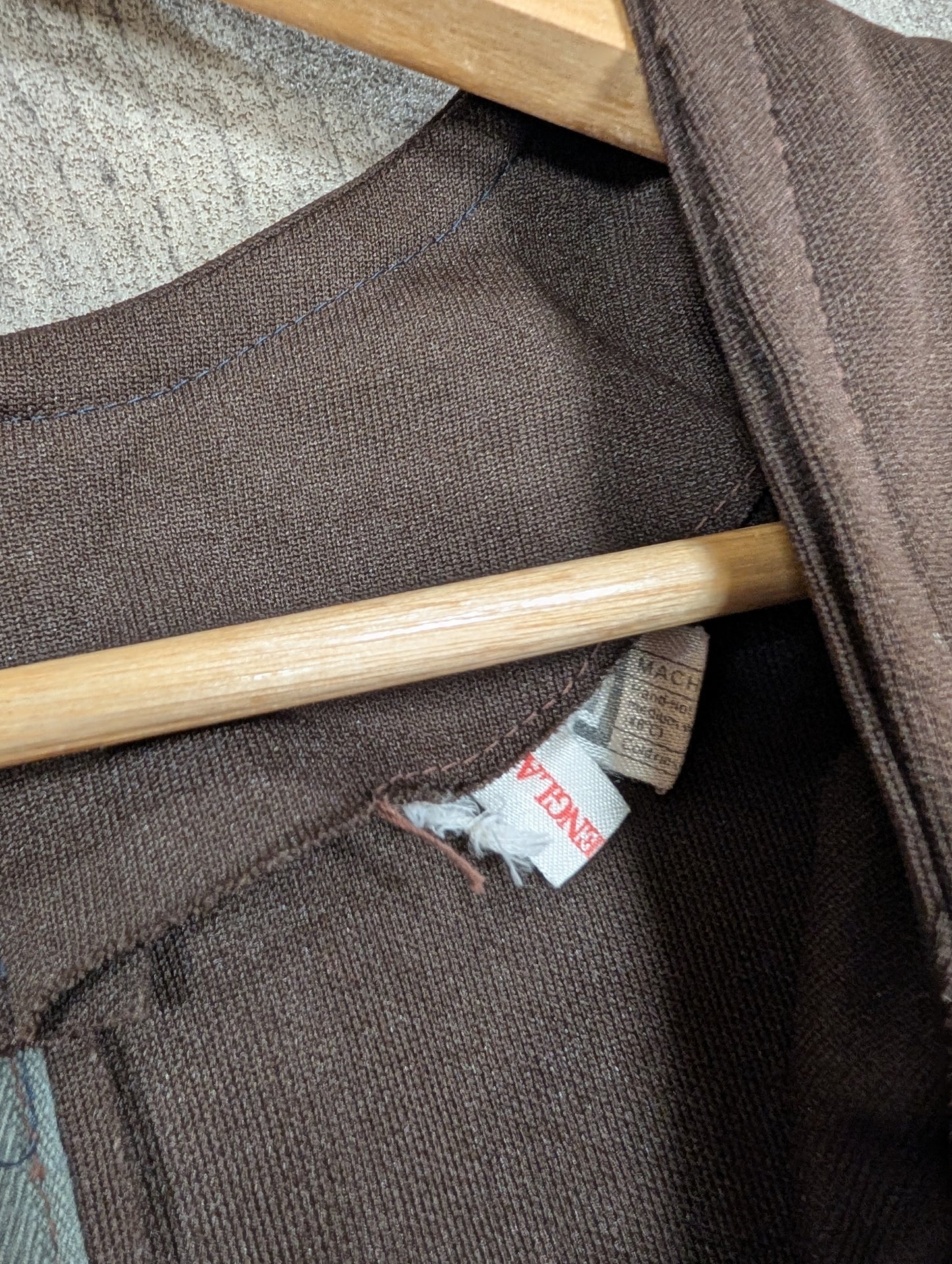 1970s brown & white swirl maxi dress - S/8