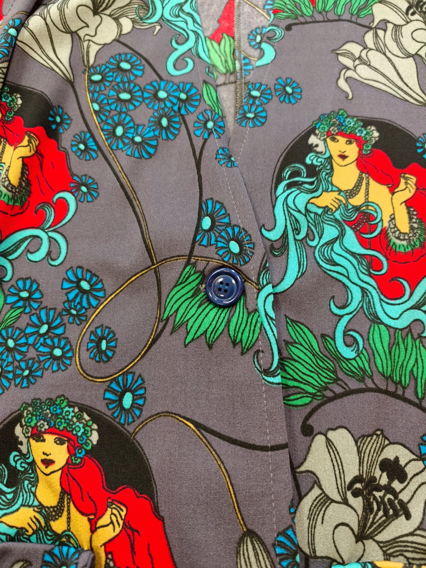 1970s Suku San novelty Art Nouveau print halter neck maxi dress & jacket - XS/S/6/8