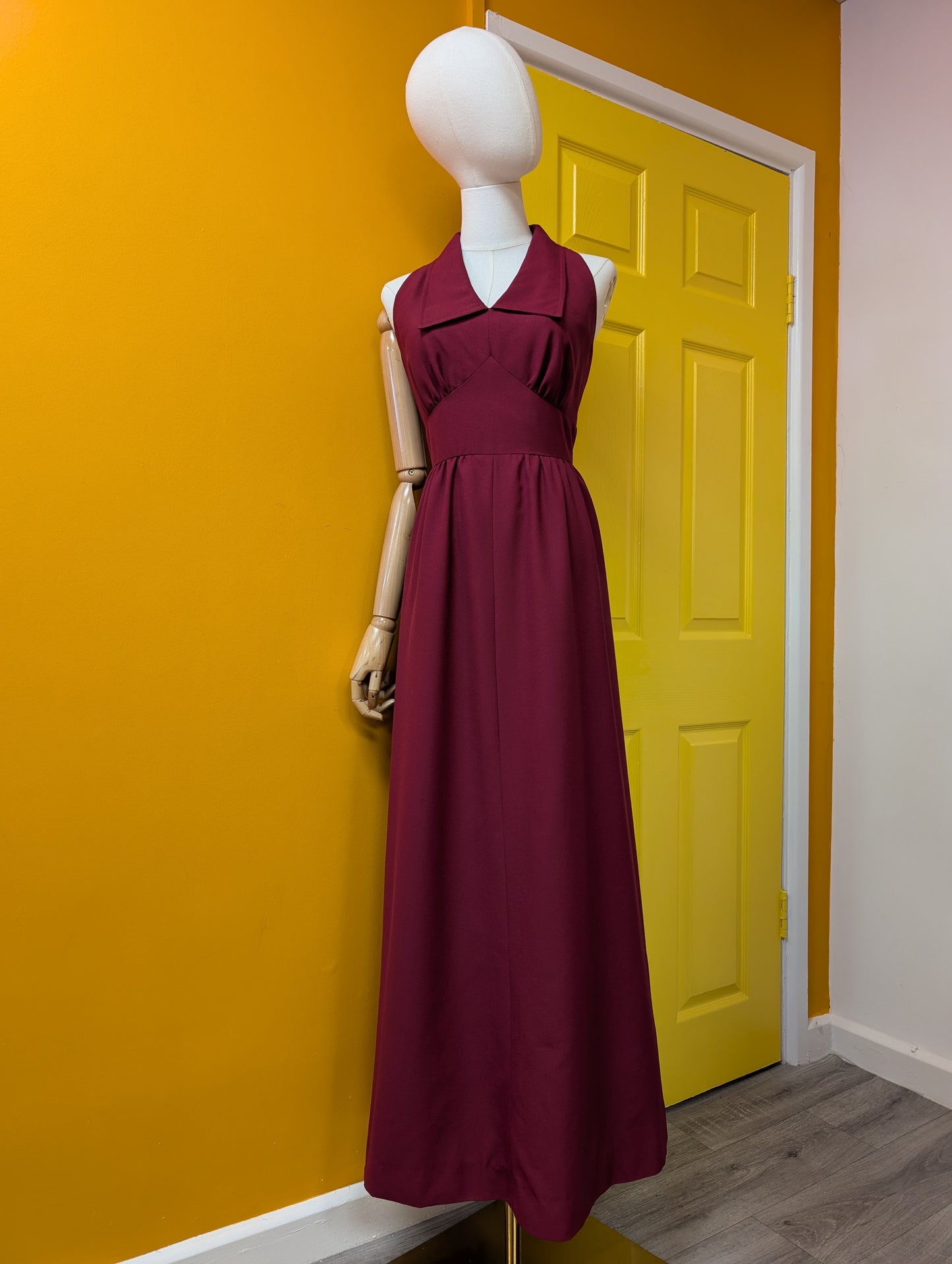 1970s burgundy maxi dress - S/M/10/12