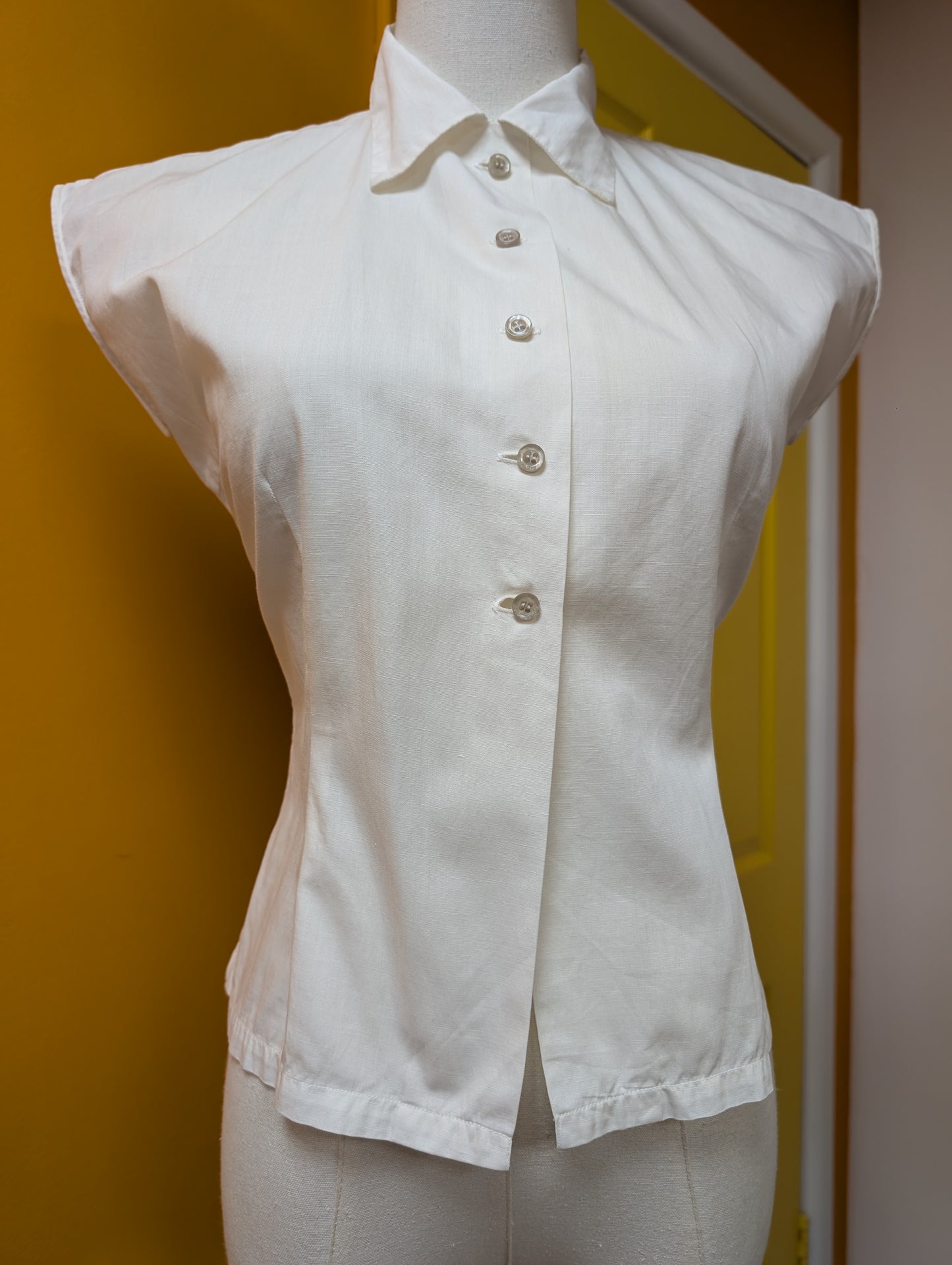 1950s Judy Graduate white cotton shirt - S/10