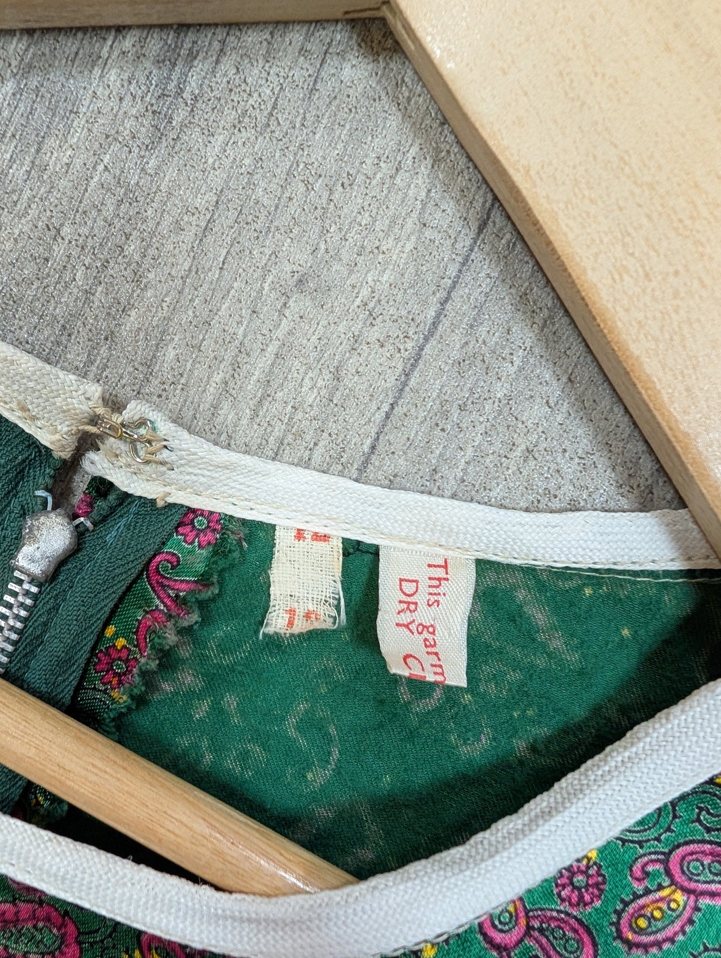 1960s green paisley mini dress - S/10