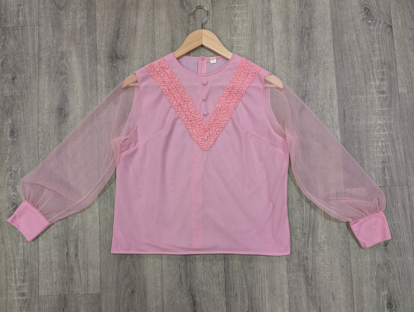 1960s pink nylon blouse - M