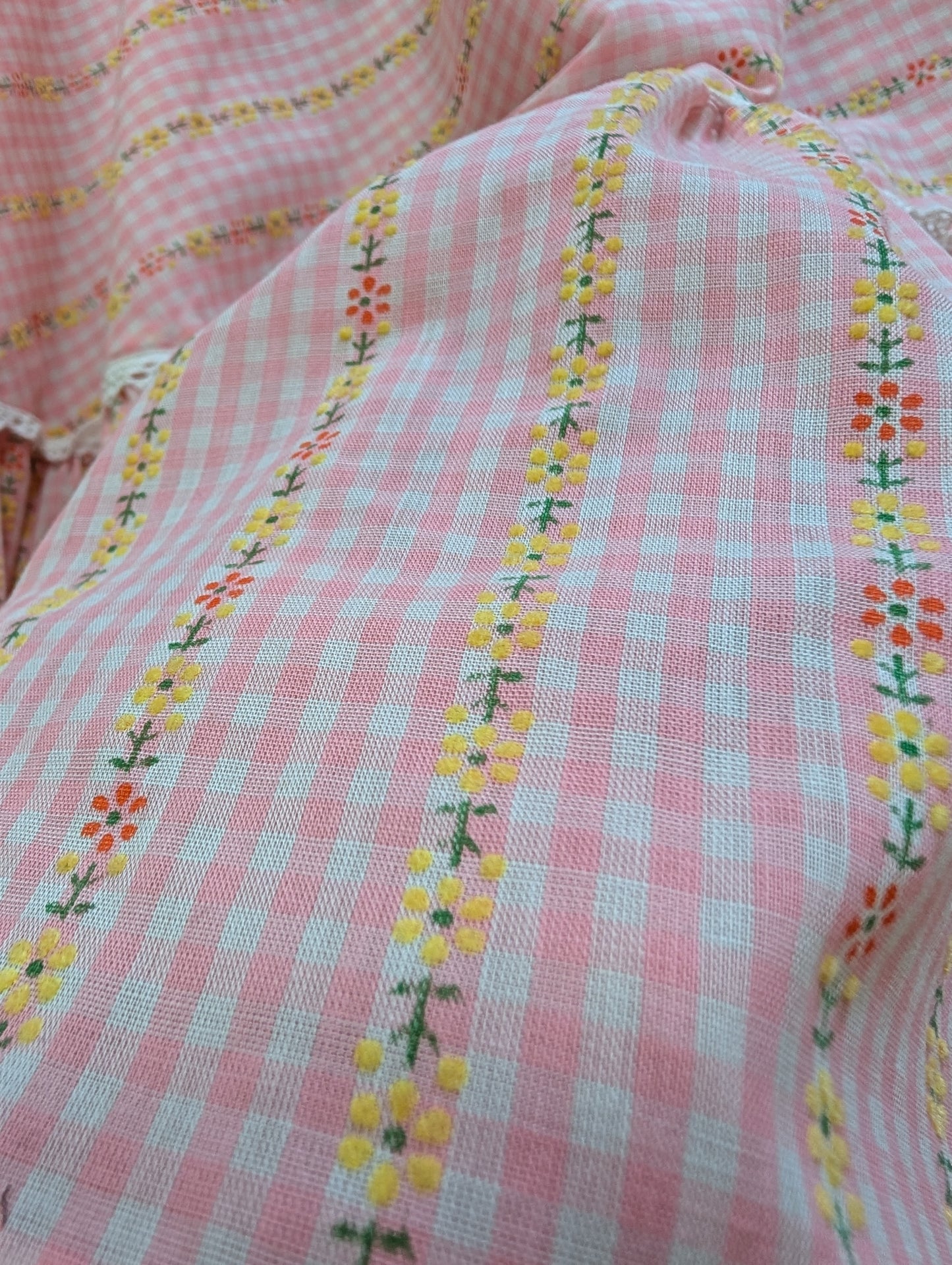 1970s pink floral maxi dress - S/M/10/12