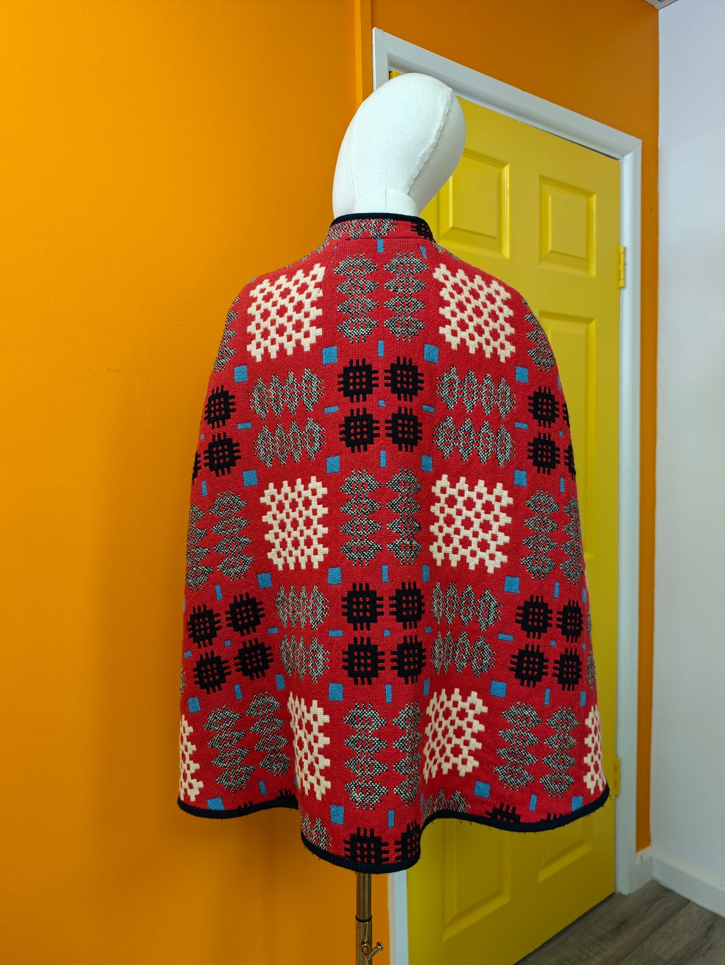 Coracle Clothes/Dillad Corwgl Welsh tapestry wool belted cape