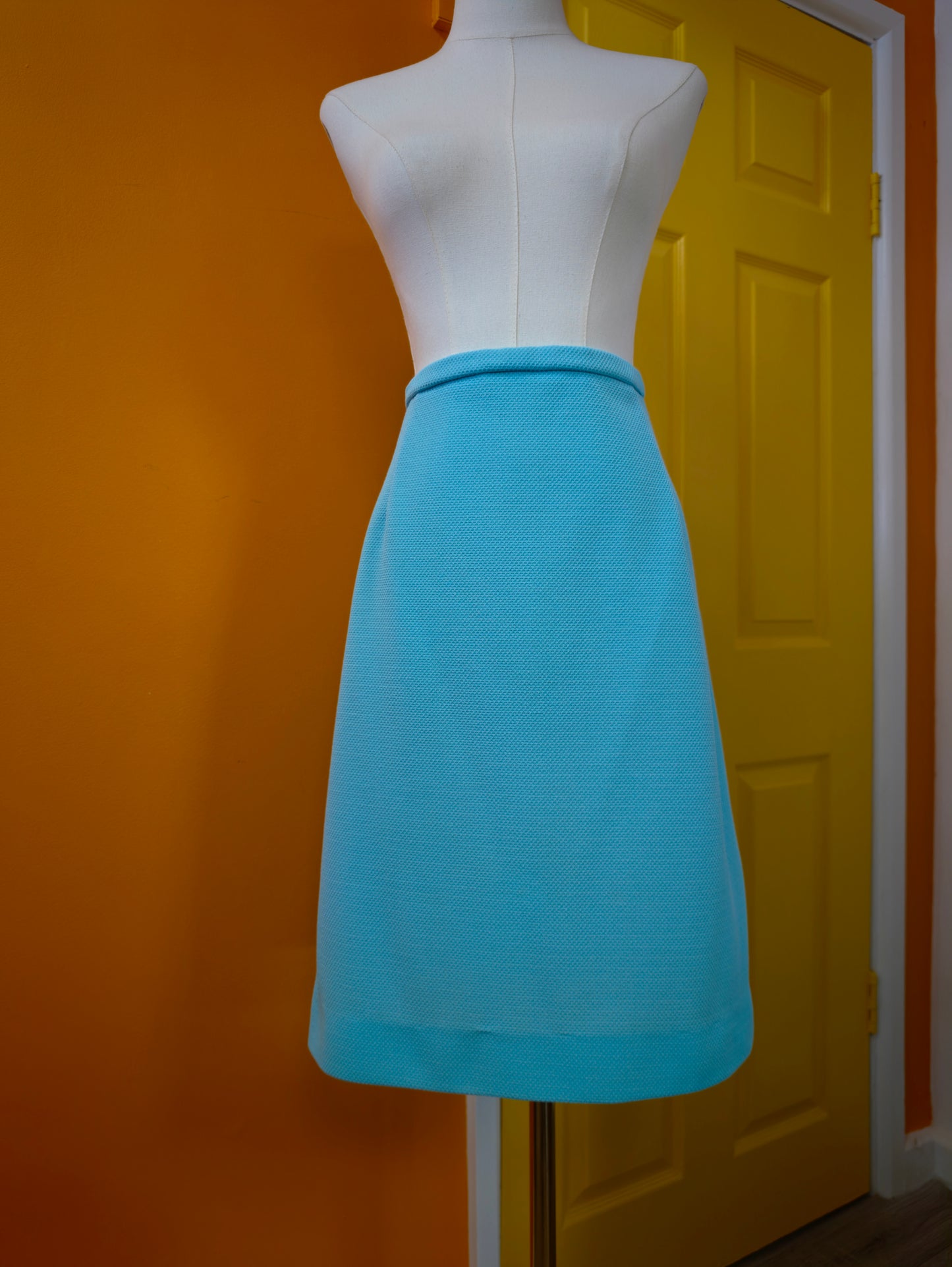 1960s blue crimplene skirt suit - M/14