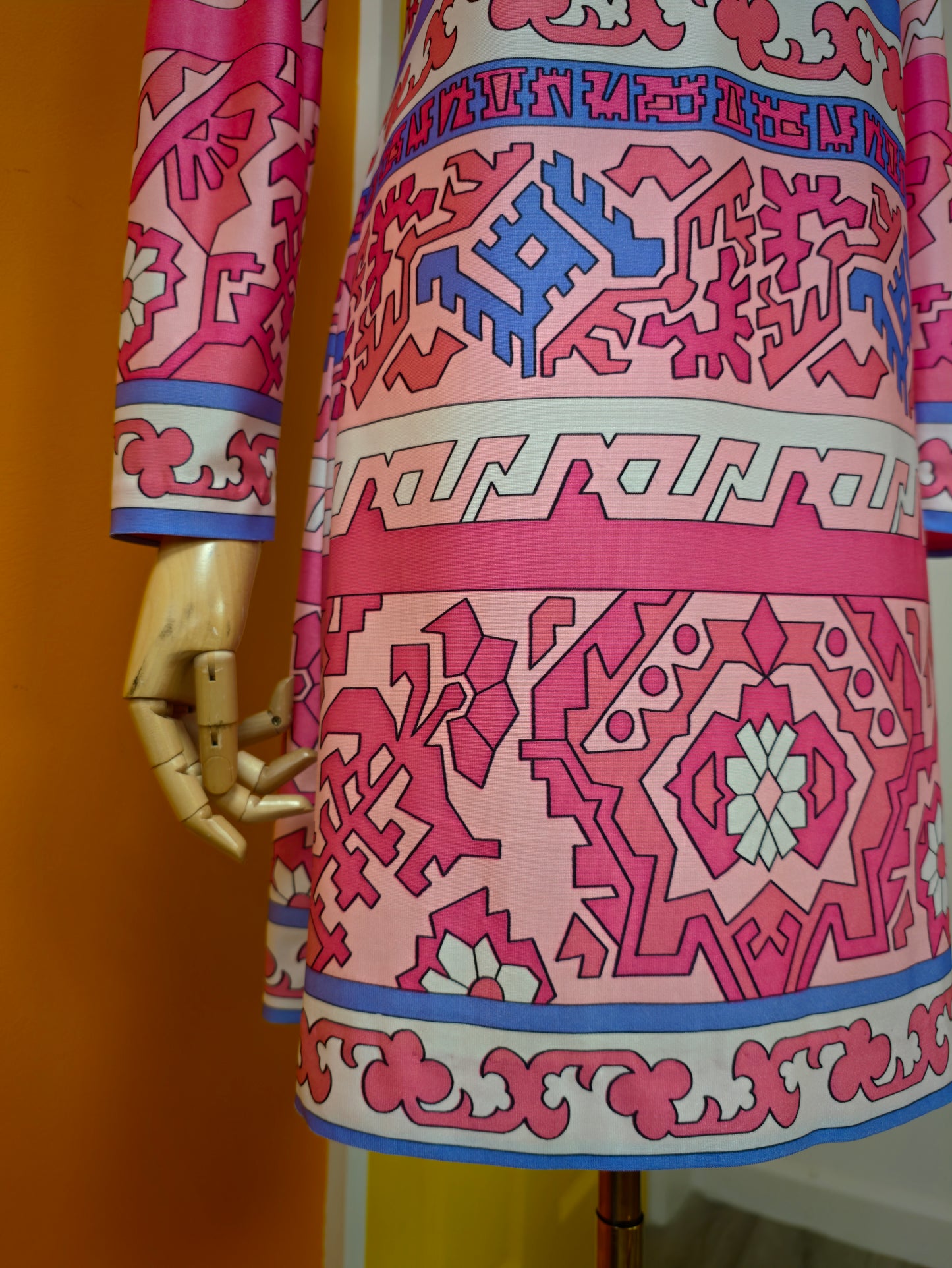 1970s St Michael psychedelic print pink nylon dress - M/12