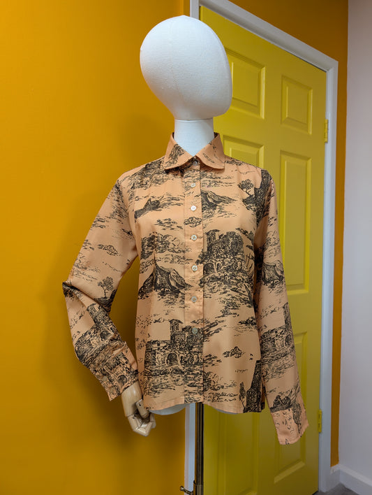 1970s Woodward's Sure Press novelty print shirt - L
