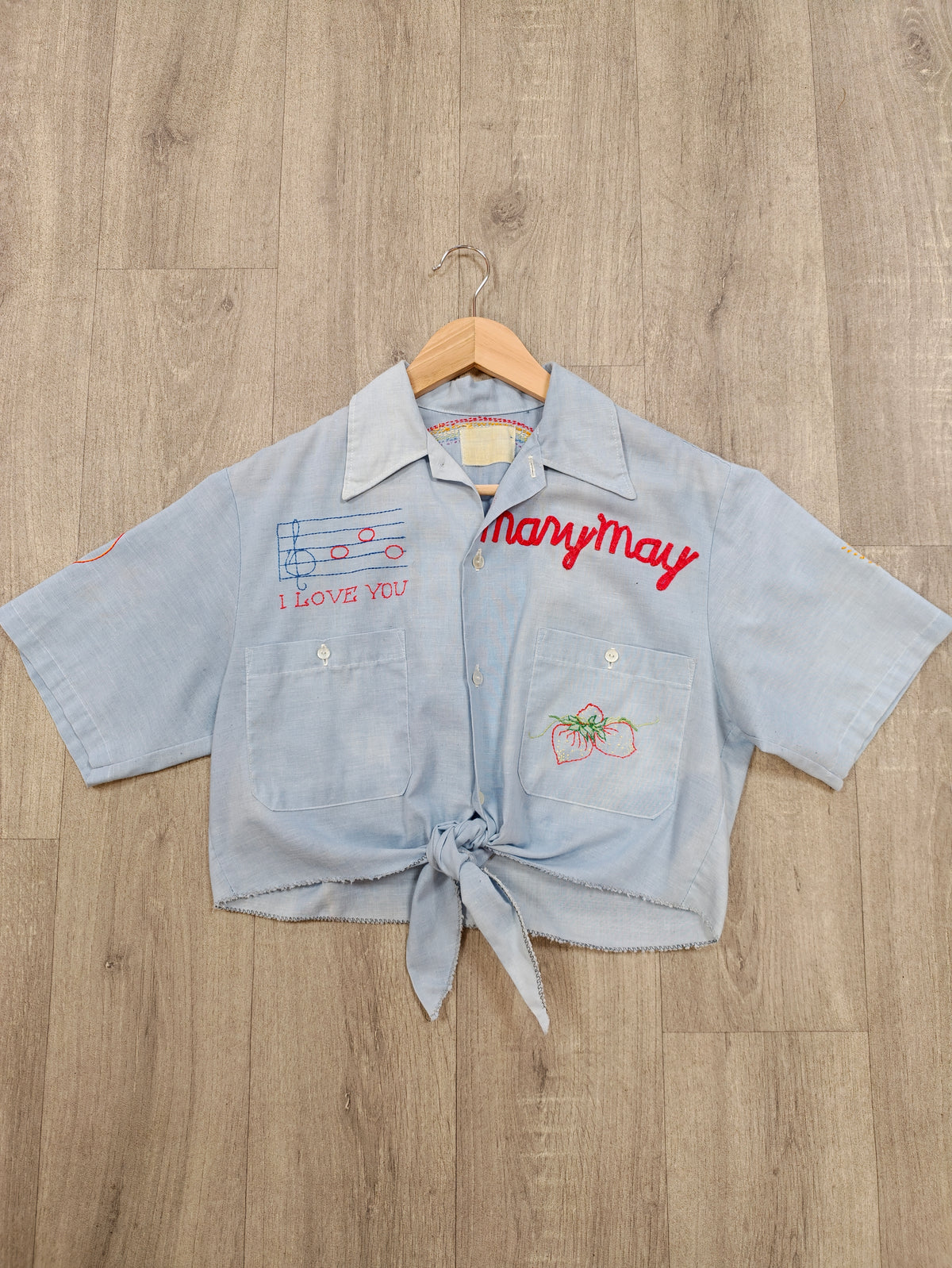 1970s De Colores embroidered & appliquéd tie waist shirt - M