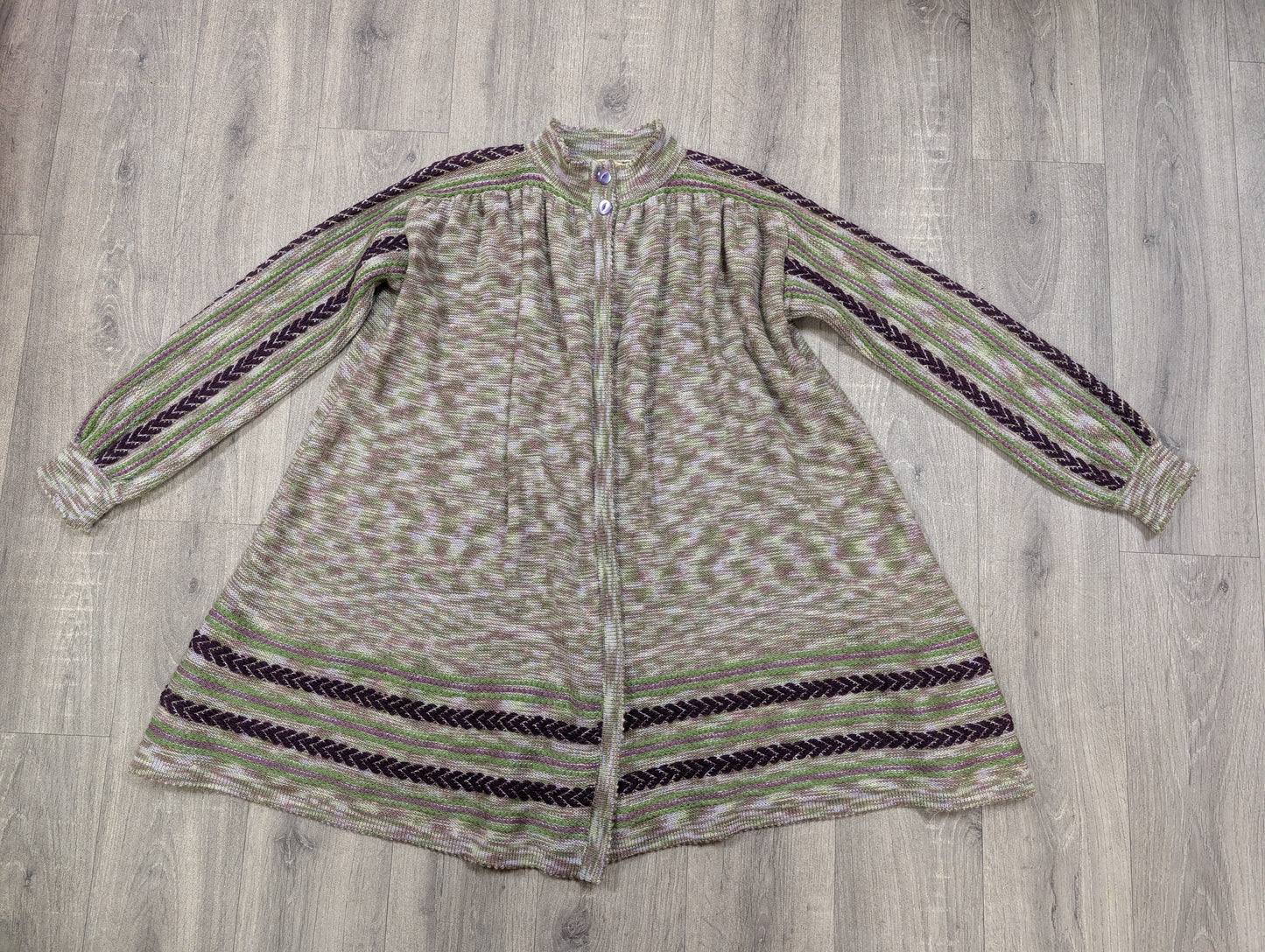 1970s Annie Cossins hand loomed wool blend cardigan