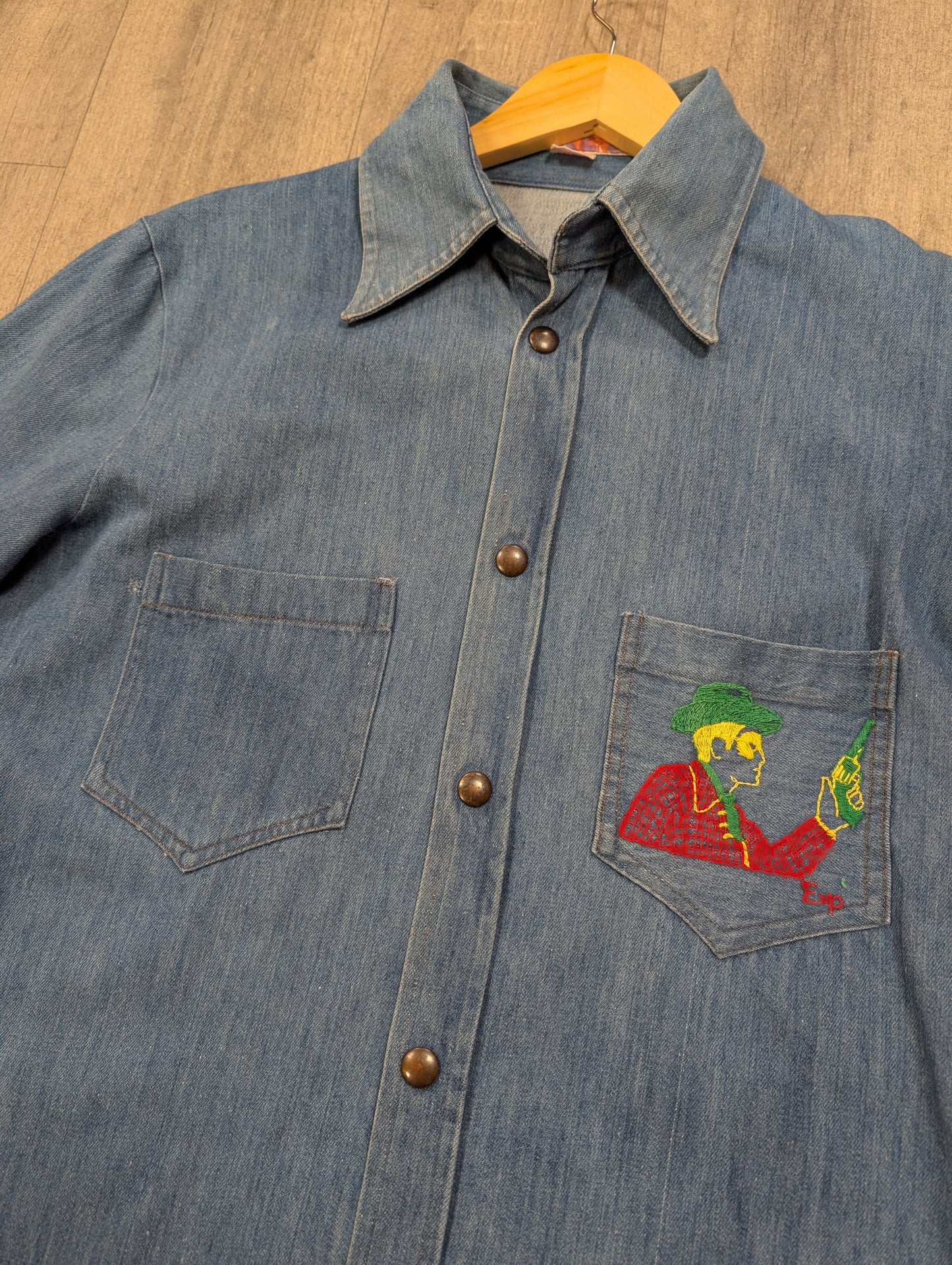 1970s Experience embroidered denim shirt