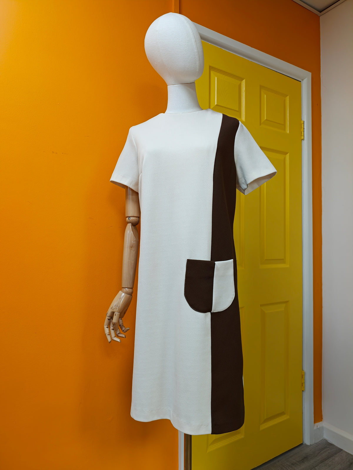 1960s colour block crimplene dress - M/L/14/16