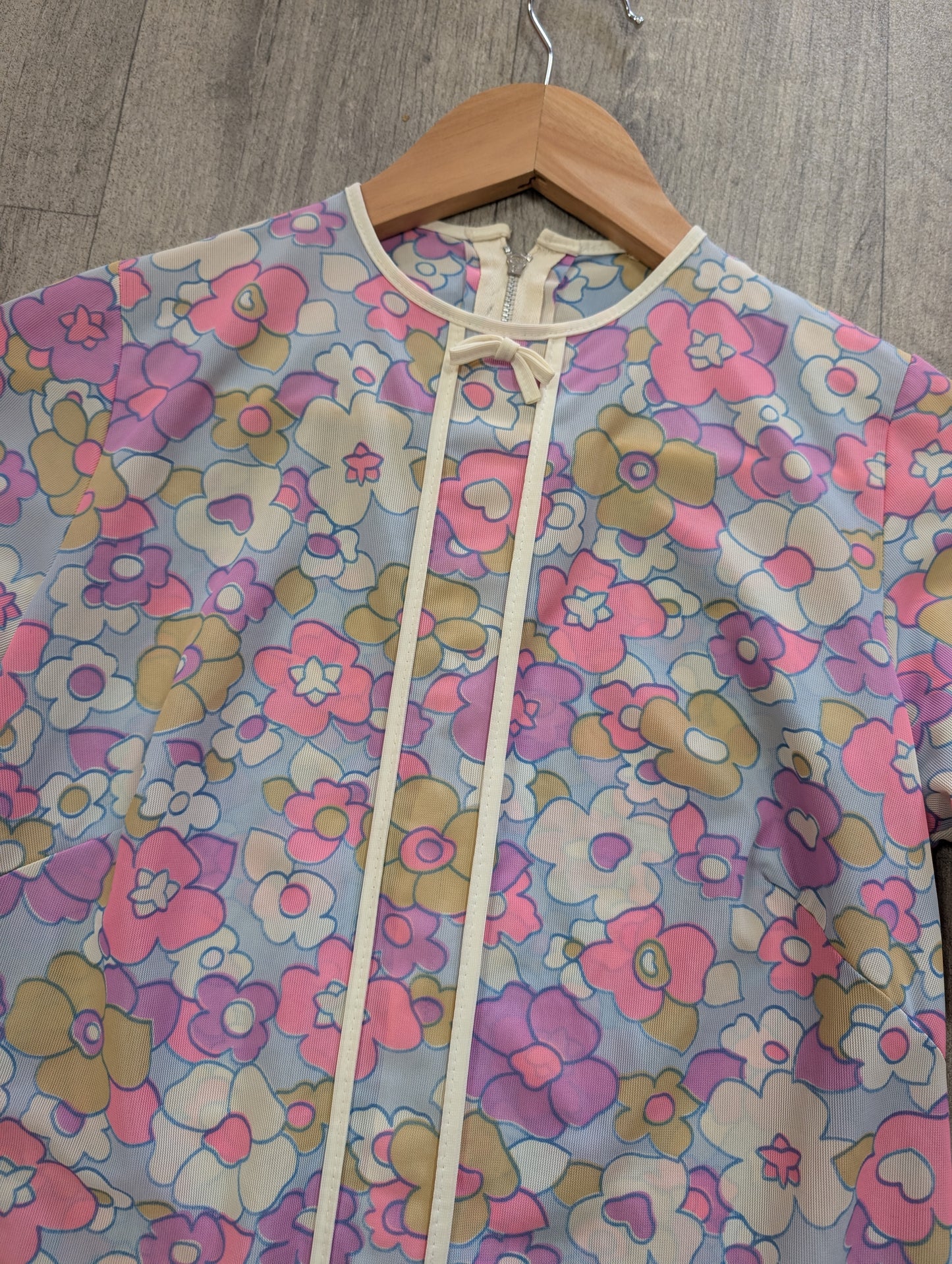 1960s psychedelic floral mini dress - XS/S/6/8